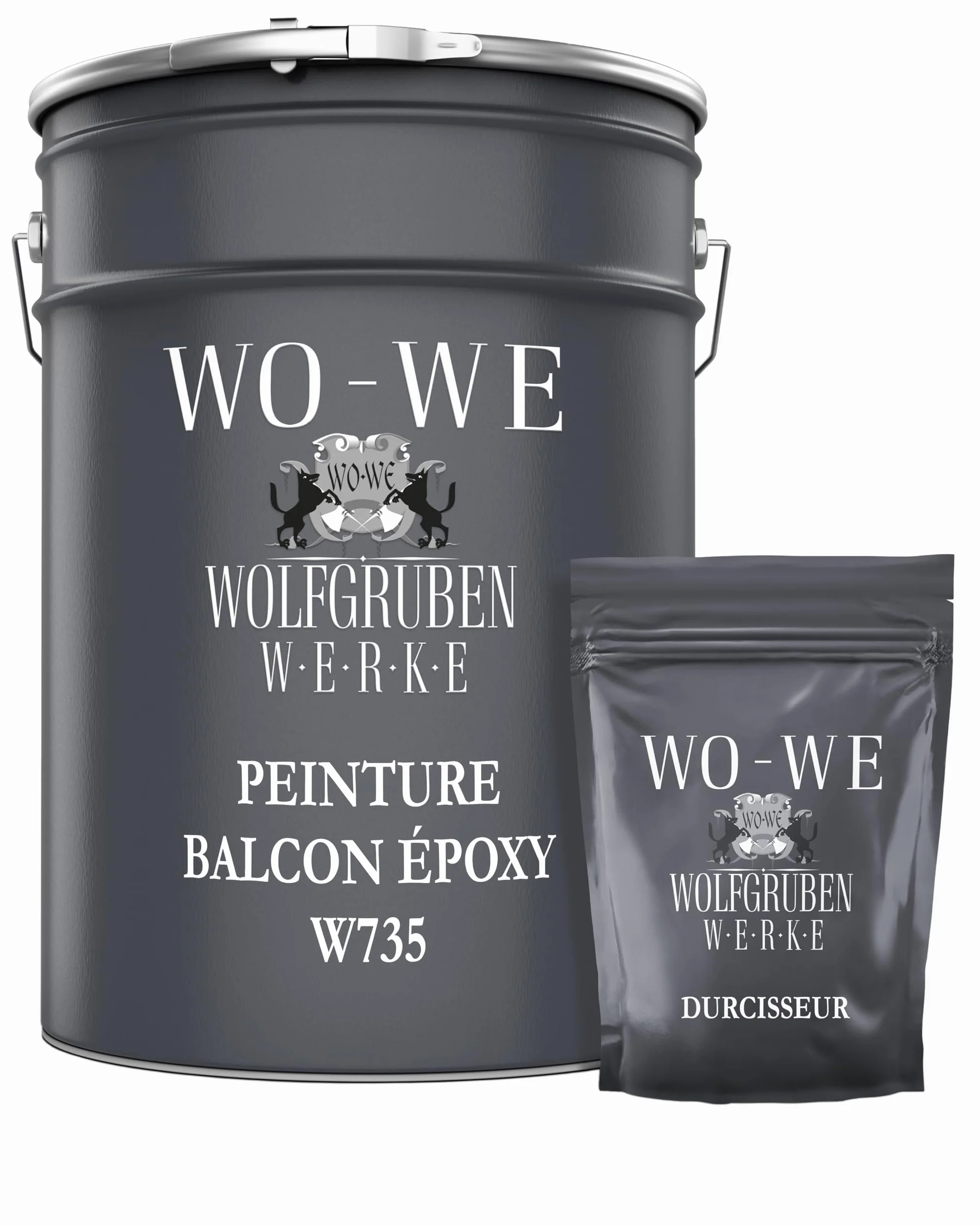 Peinture résine époxy W735 pour balcon terrasse sol béton GRIS anthracite 2,5kg