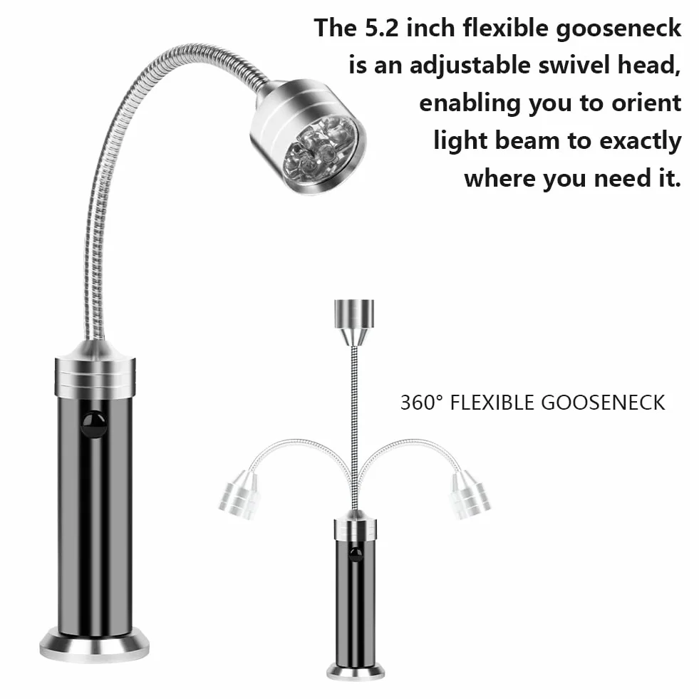 Lampe LED Barbecue Lot de 2, Base Magnétique Rotation 360° Flexible pour Cuisson Extérieur
