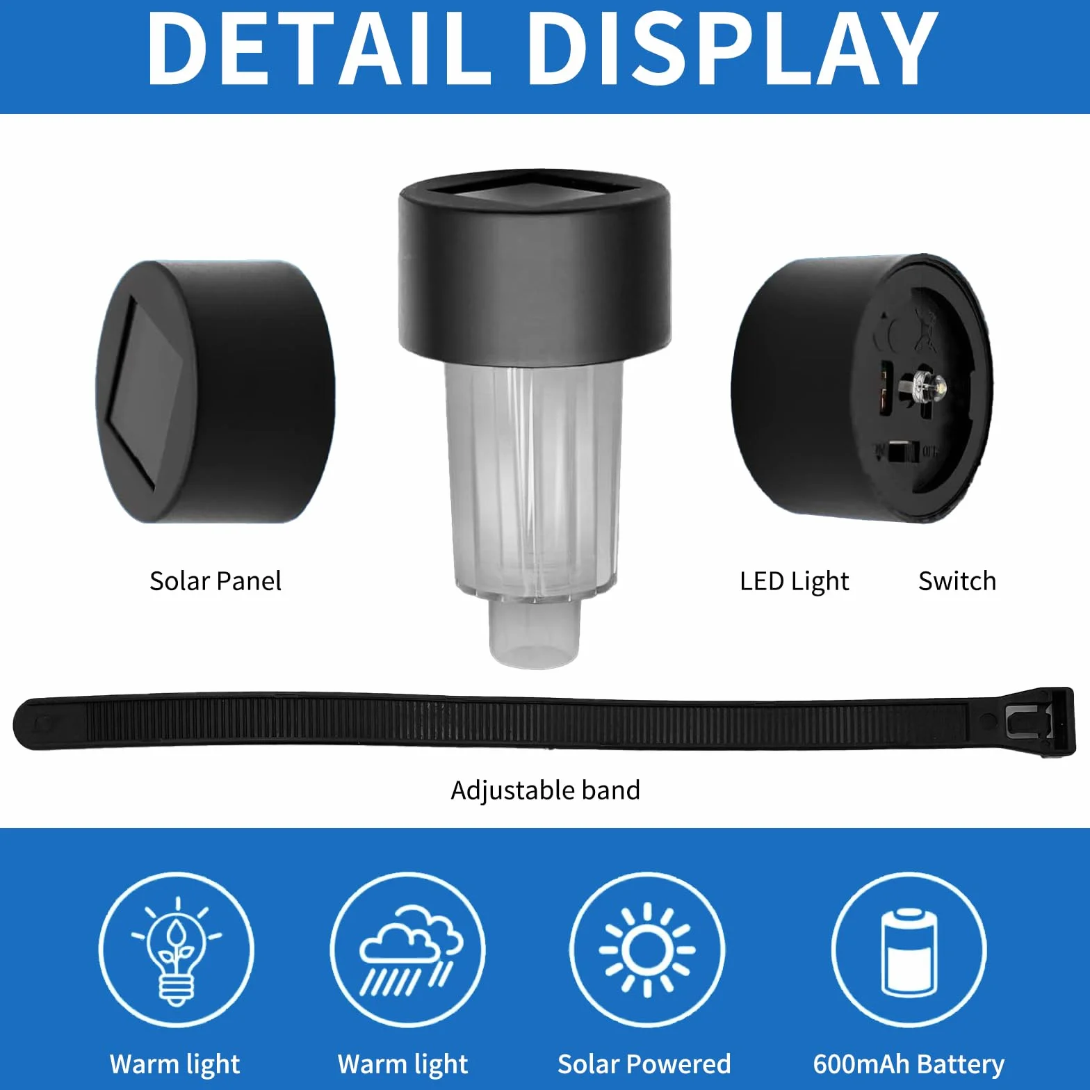 DAZZTIME Lot de 6 éclairages solaires pour piscine IP44 Étanche