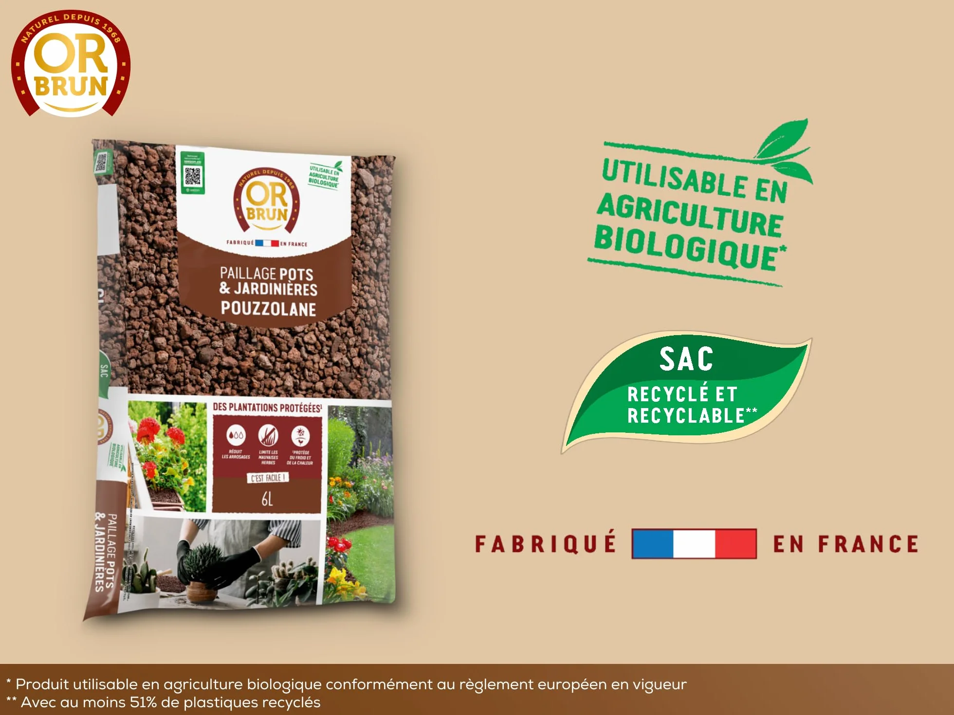 Pouzzolane Paillage 6L Protection Plantes