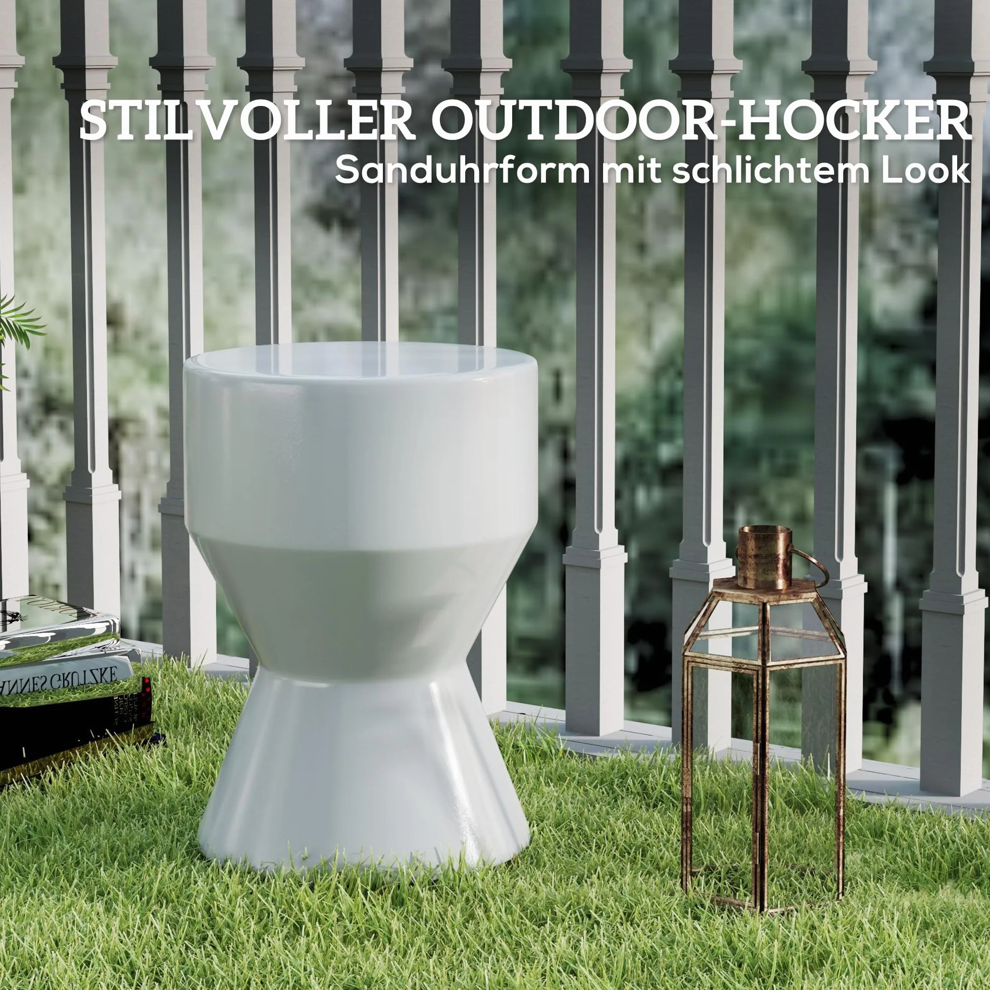 Outsunny Tabouret en céramique 120 kg 33 x 45,5 cm Résistant aux intempéries Gris clair