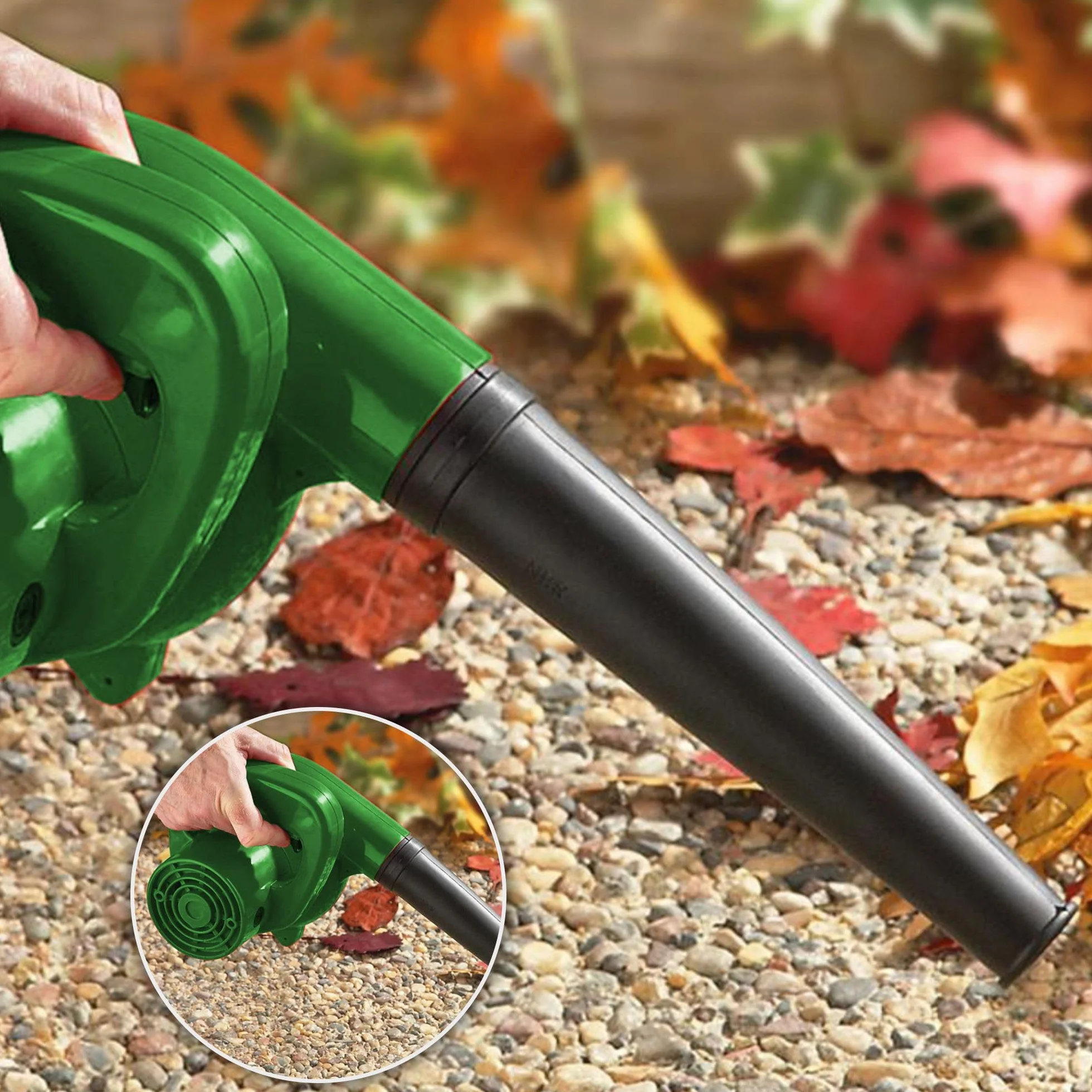 FISHTEC Mini Souffleur Aspirateur 2 en 1 500W Électrique avec Sac Feuilles Jardin