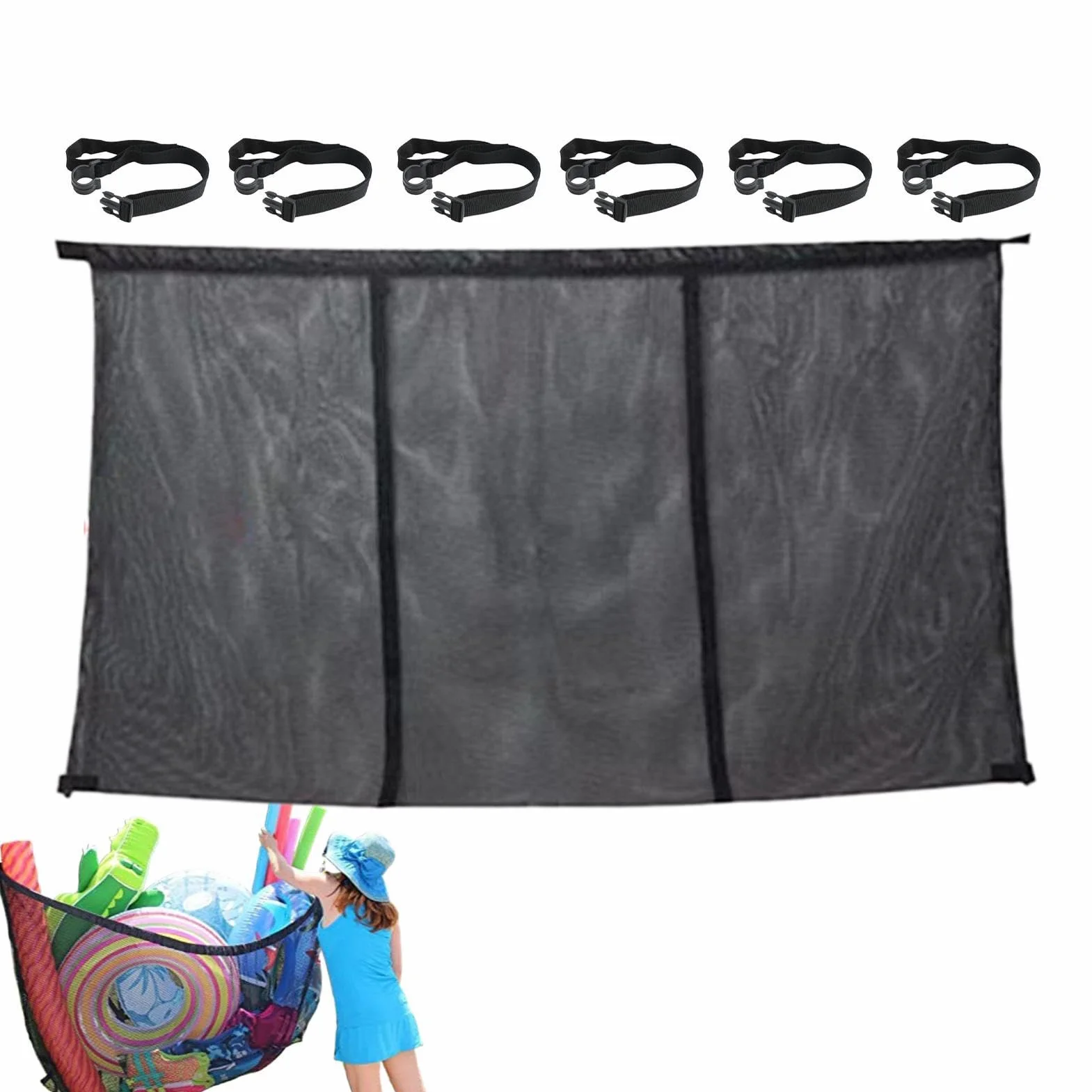 Filet Rangement Piscine 145 x 84 cm Poche Drainante pour Bouées, Balles