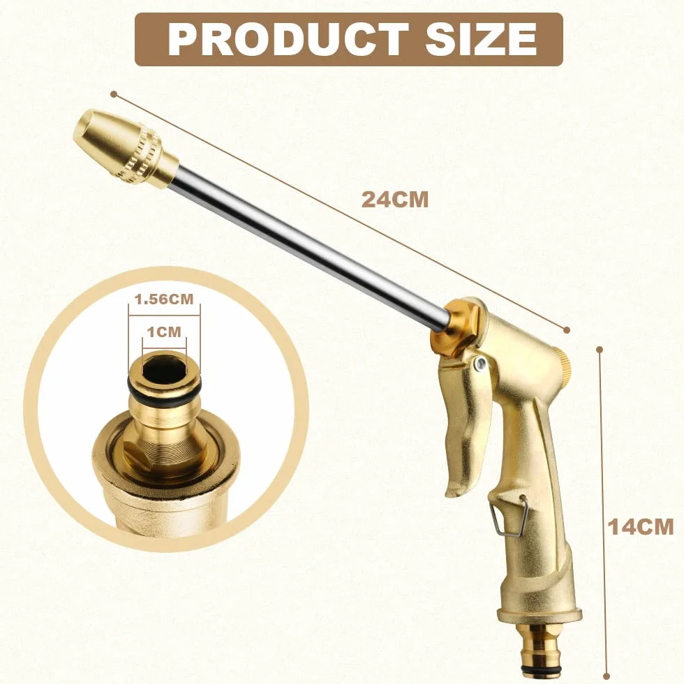 OFFCUP Pistolet d'arrosage Métal Haute Pression avec Buse en Laiton pour Jardin, Lavage de Voiture