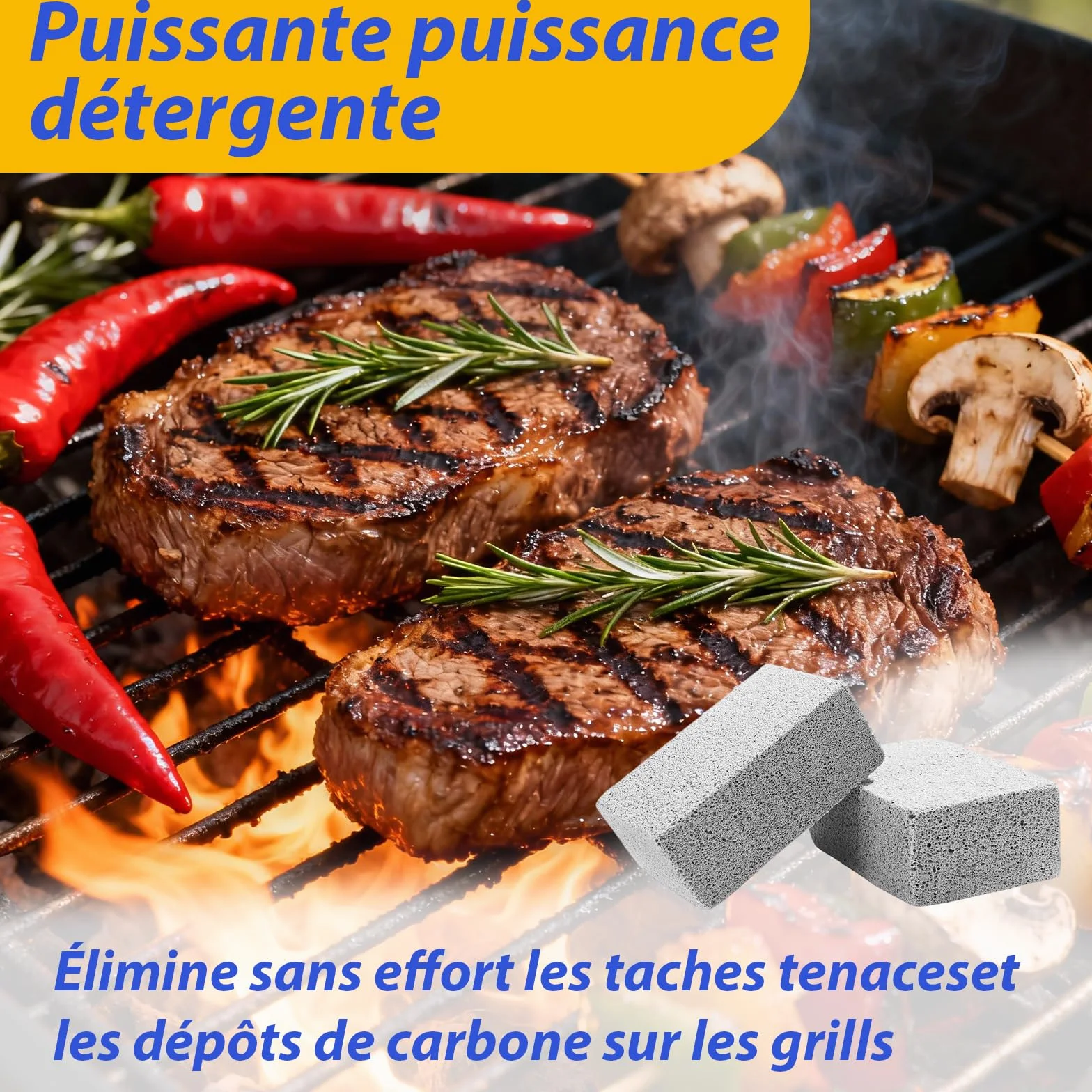 KASURE Pierre Abrasive Nettoyage Grille Barbecue 10x7x4 cm Blocs Réutilisables