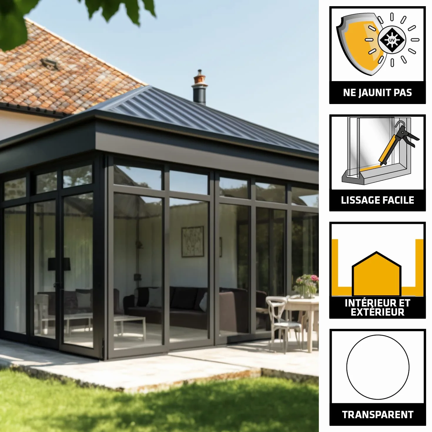 SIKA - Mastic silicone spécial verre - SikaSeal-162 Vitrage transparent - Étanchéité des vitrages, verrières, serres - Intérieur et extérieur - 300 ml