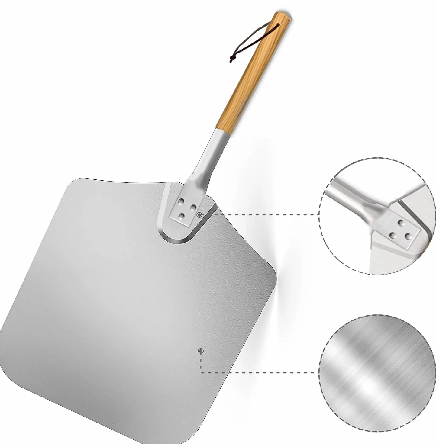 Pelle à Pizza Professionnelle Aluminium Anodisé 31x33 cm Poignée Bois Massif