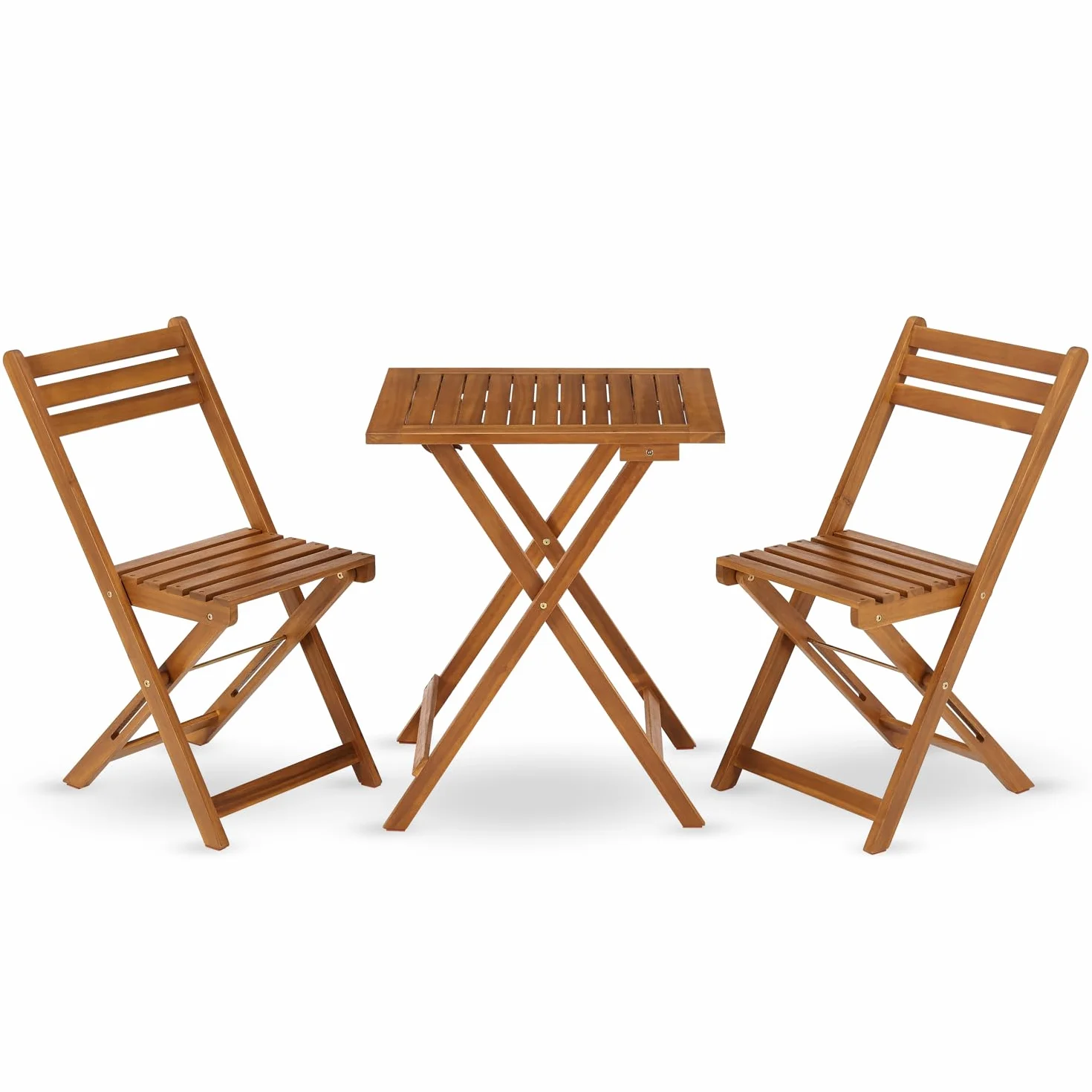 Juskys Ensemble de Meubles de Balcon 3 pièces Bois Pliables Table Chaises