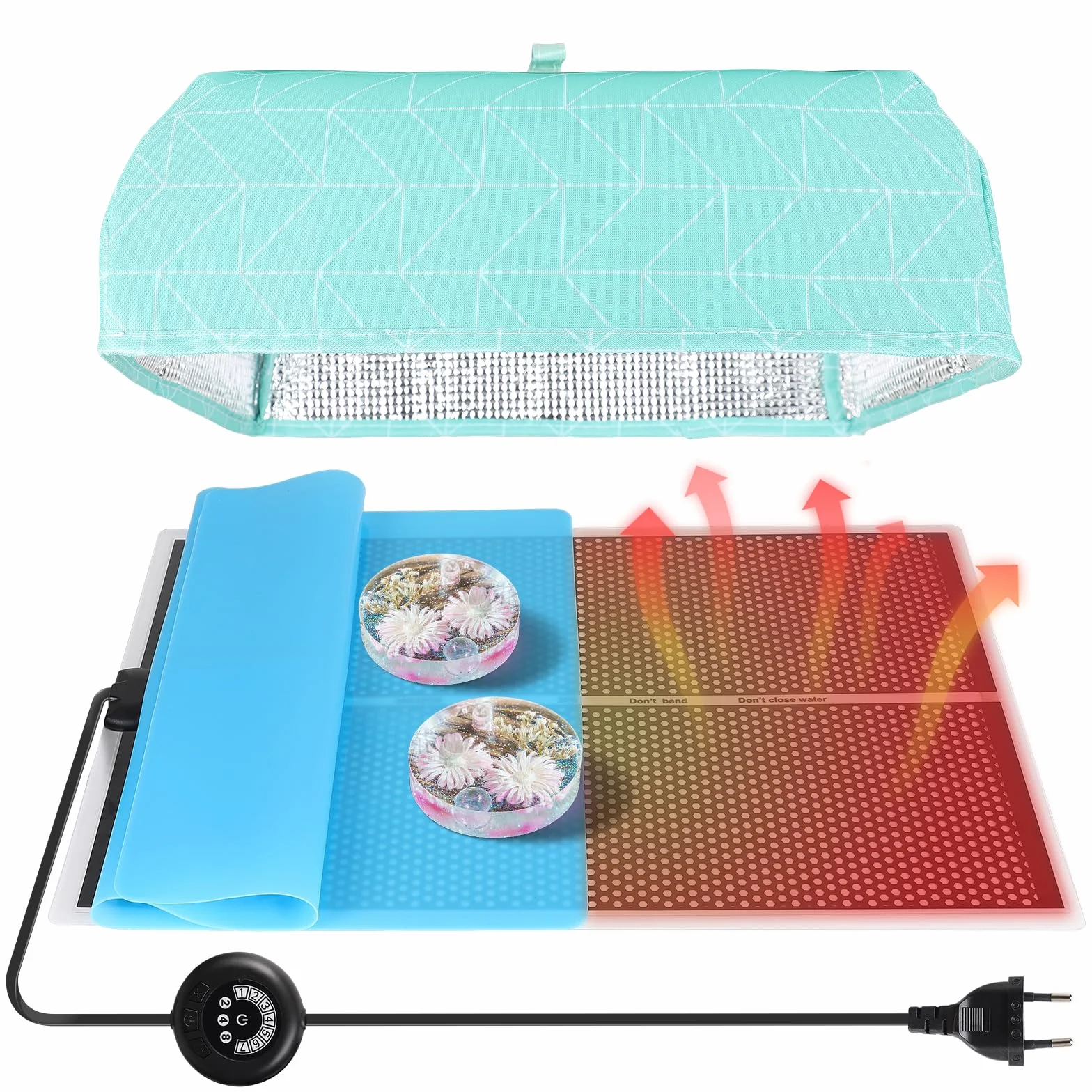 efuturetime Tapis Chauffant Résine 28×42 cm Minuterie 20W 7 Niveaux Température Réglables