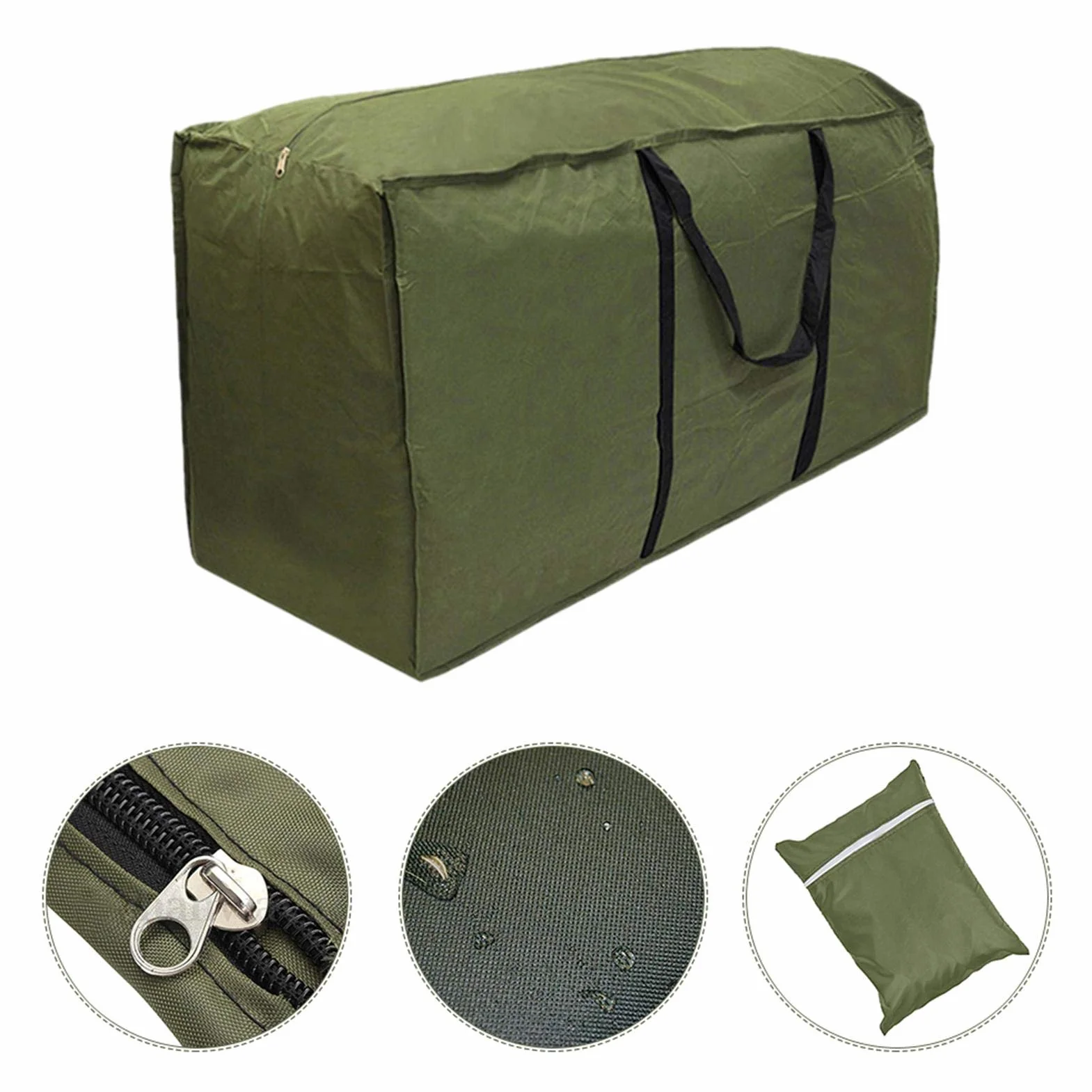 Sac de rangement imperméable pour coussins de meubles de jardin, grand sac pliable avec poignées et fermeture éclair