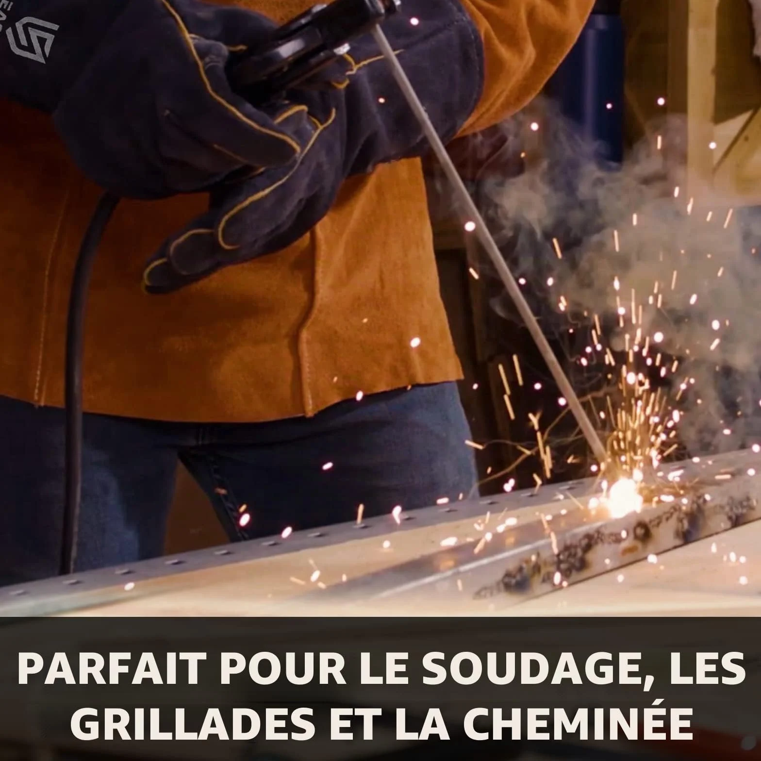 Gants de barbecue en cuir résistant à la chaleur et ignifuge 14-inch Noir