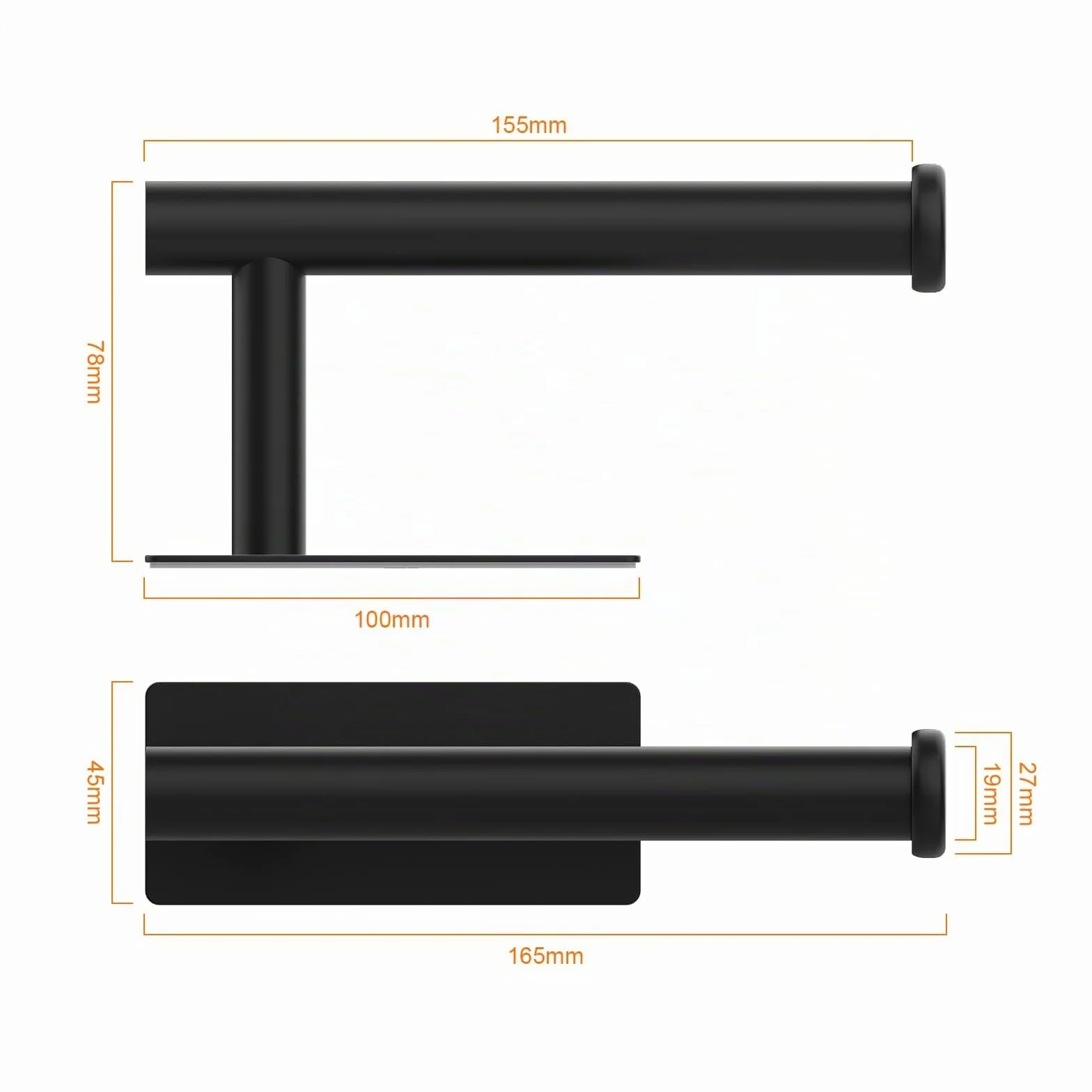 Ibergrif MK34052B, Porte Papier Toilette, Support Papier Toilette Mural, 304 Acier Inoxydable Porte Rouleau Toilette, sans perçage Porte-Papier hygiénique Autocollant, Noir