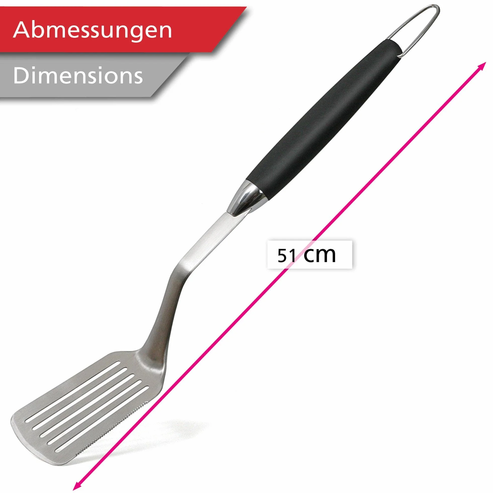 Wenco Spatule Barbecue 51 cm Acier Inoxydable Lame Intégrée Résistante à la Chaleur Poignée Ergonomique