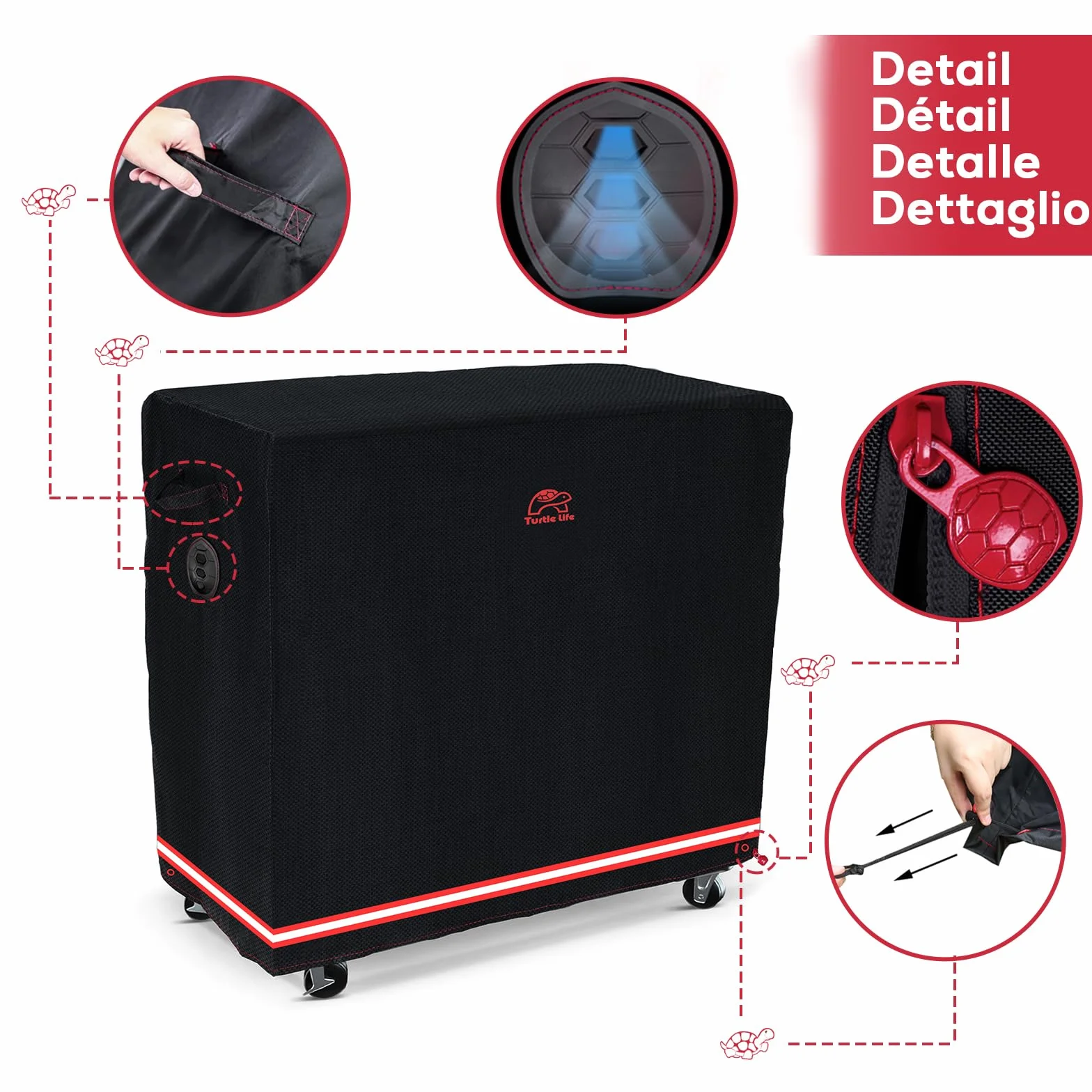 Turtle-Life Housse Barbecue imperméable 120x66x100CM Noir