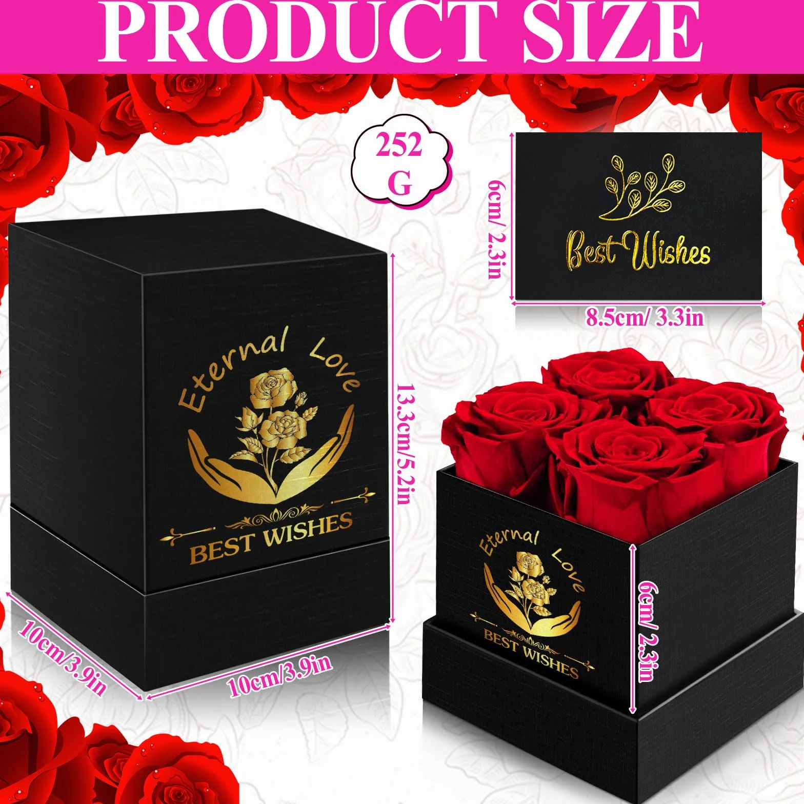 Rose Éternelle dans une Boîte Cadeau Personnalisé pour Femme Maman Anniversaire Saint Valentin