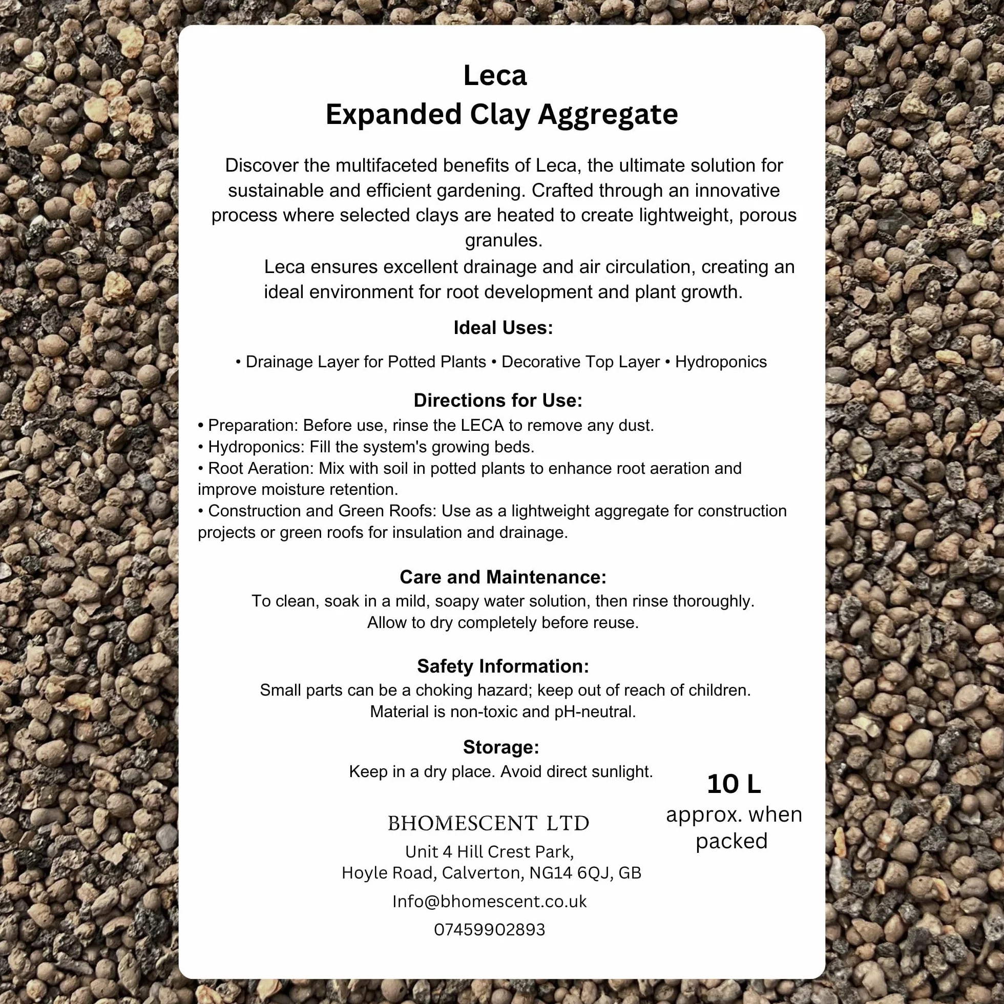 Leca Grains horticoles galets d'argile 2-4 mm 10 L