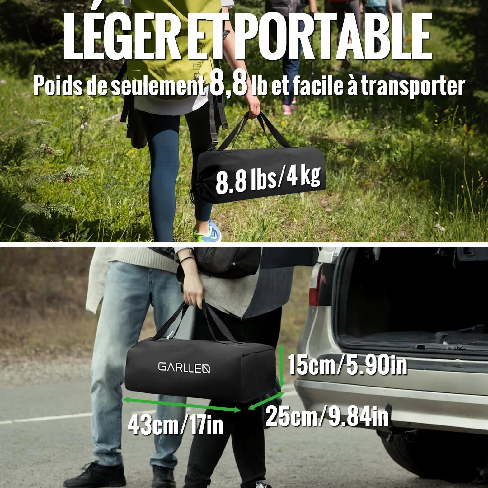 GARLLEN Table de Camping Pliante Portable Deux Réglages de Hauteur Imperméable 3-4 Personnes
