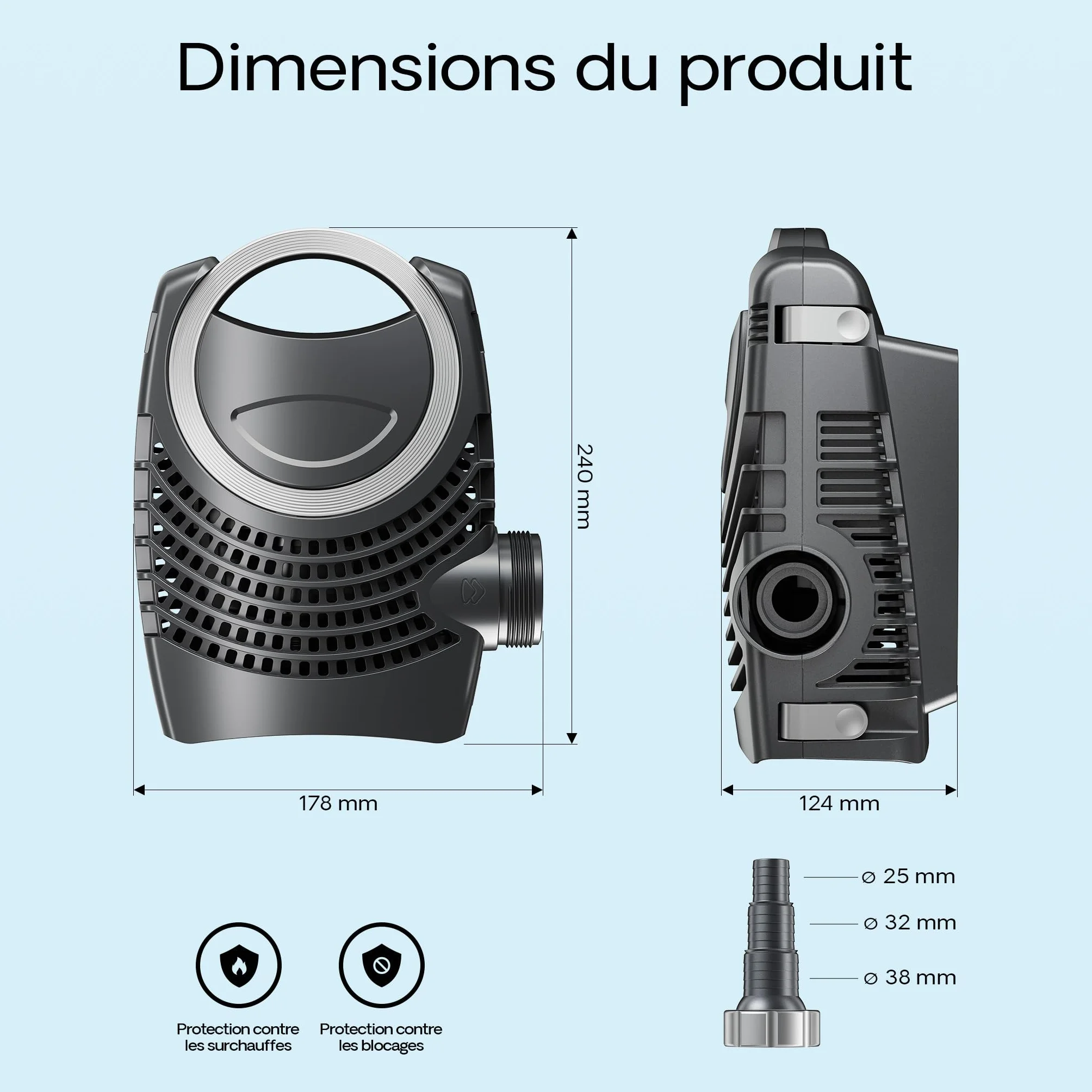 SunSun CPF-250 Filtre de bassin à pression 10000 L 11W UV NEO3800 SuperEco pompe 3600l/h 20W 5m Tuyau 38mm