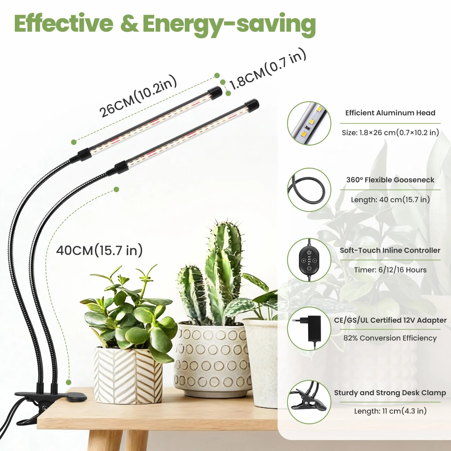 Lampe de croissance LED 12V spectre complet 660 nm PPFD 160 µmol/s/m² 10 W à pince