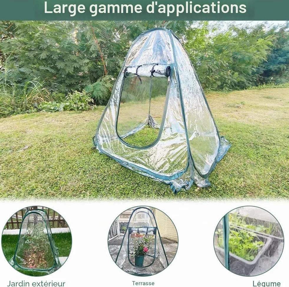 Tente à Effet de Serre Escamotable, Mini Maison de Culture en PVC pour Plantes, Serre Portable 70x70x80cm avec Piquets