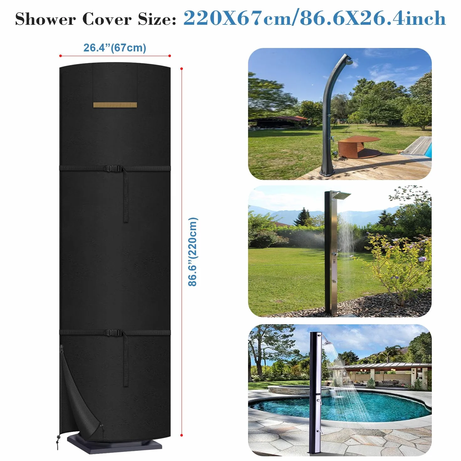VANSHEIM Housse Protection Douche Solaire Extérieur 420D Oxford 220x67cm