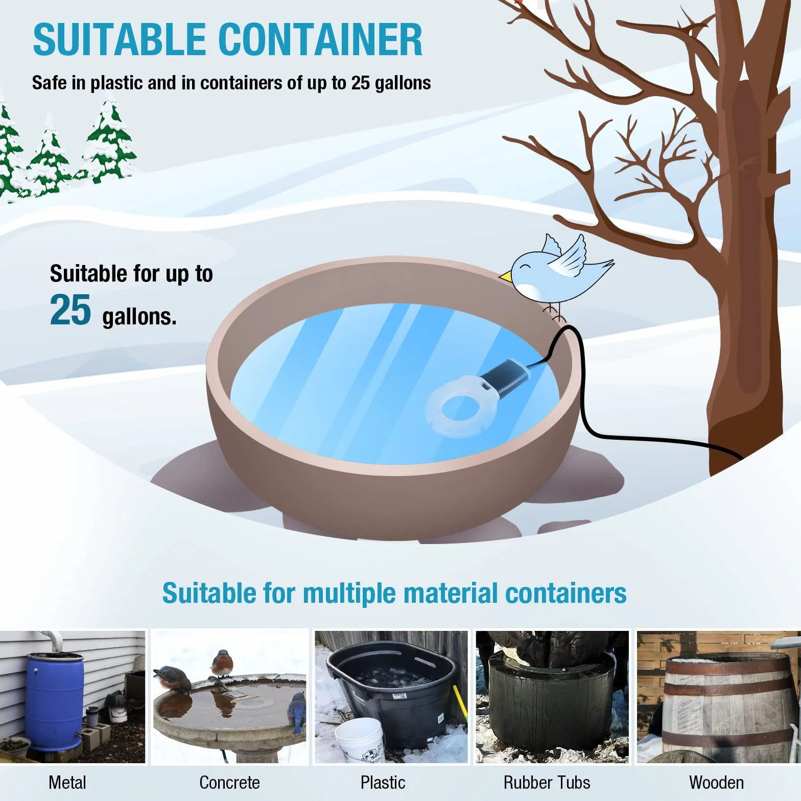 Dégivreur de ferme 250 W Chauffe-eau submersible bétail aluminium non conducteur