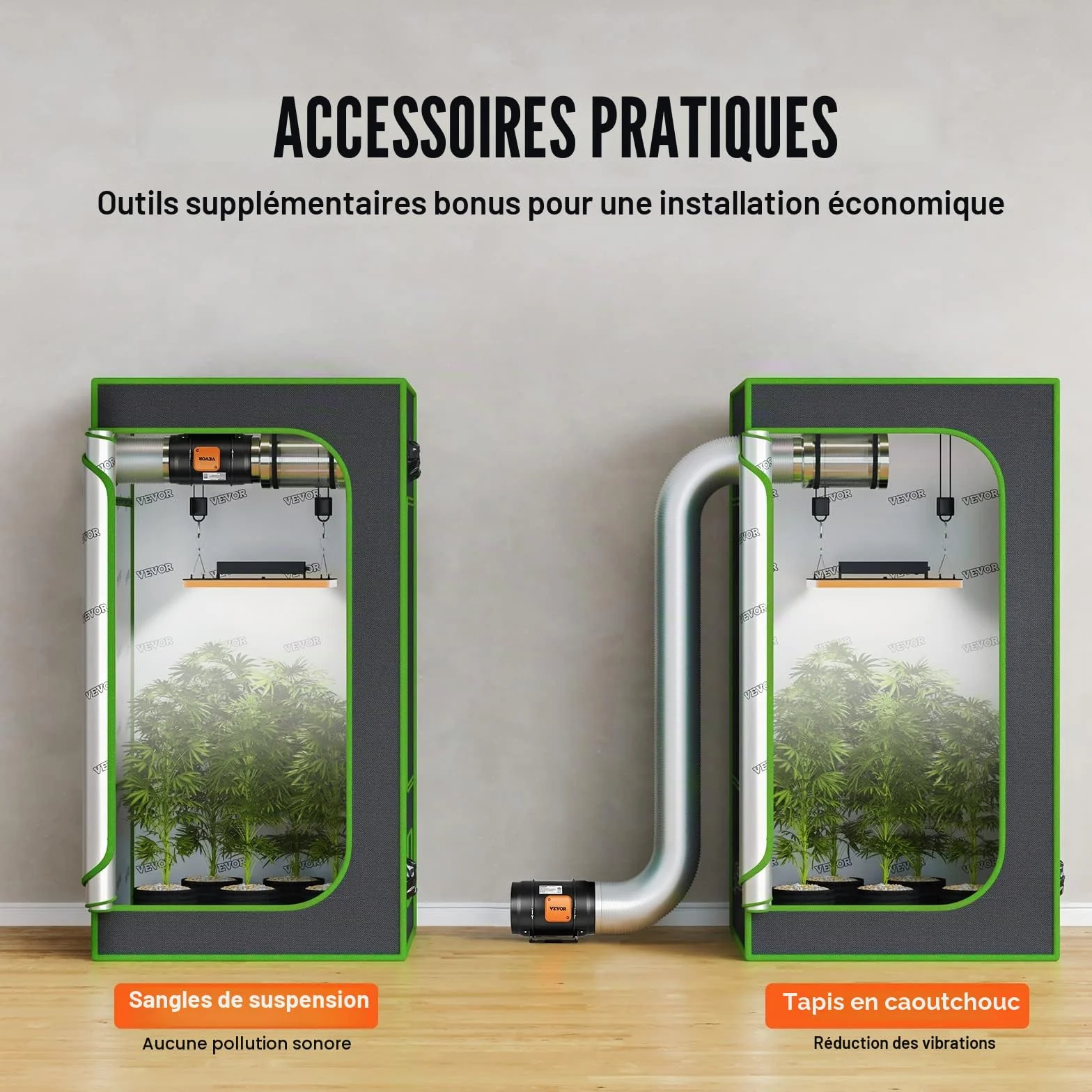 VEVOR Ventilateur d'Extraction 200 mm 1371 m³/h 68 W Extracteur d'Air avec Régulateur Température Humidité
