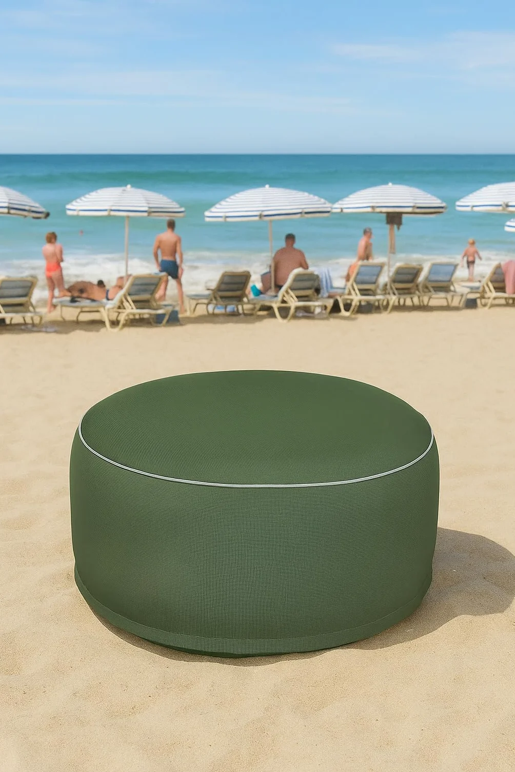 Brandsseller Pouf d'extérieur gonflable Imperméable 55 x 25 cm Vert olive