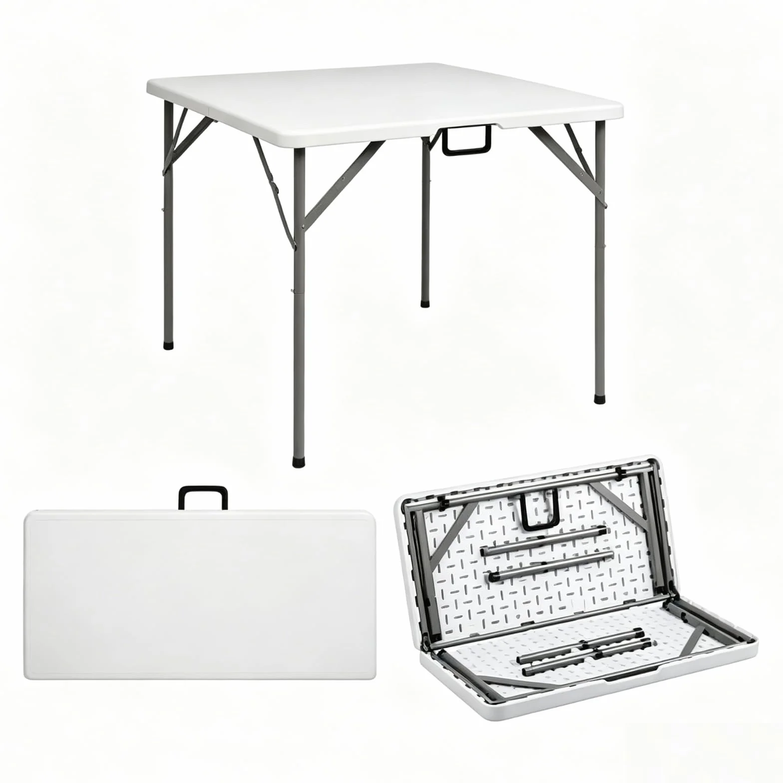 LEADZM Table Pliante Camping 86x86x74 cm Acier Stable 6-8 Personnes