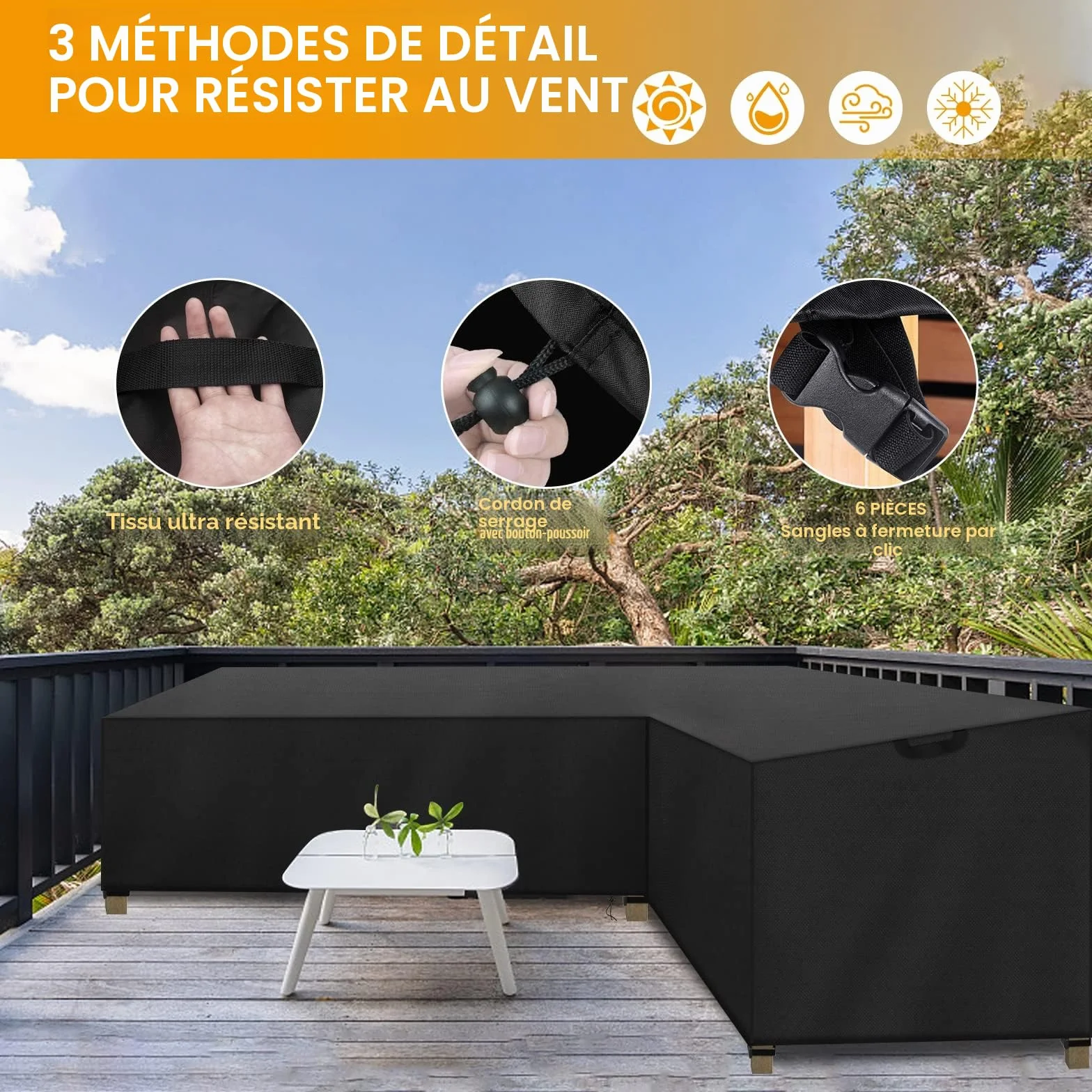Housse de Jardin en V Imperméable Tissu Oxford 600D PVC 254 x 254 x 80 cm Protection Canapé Extérieur