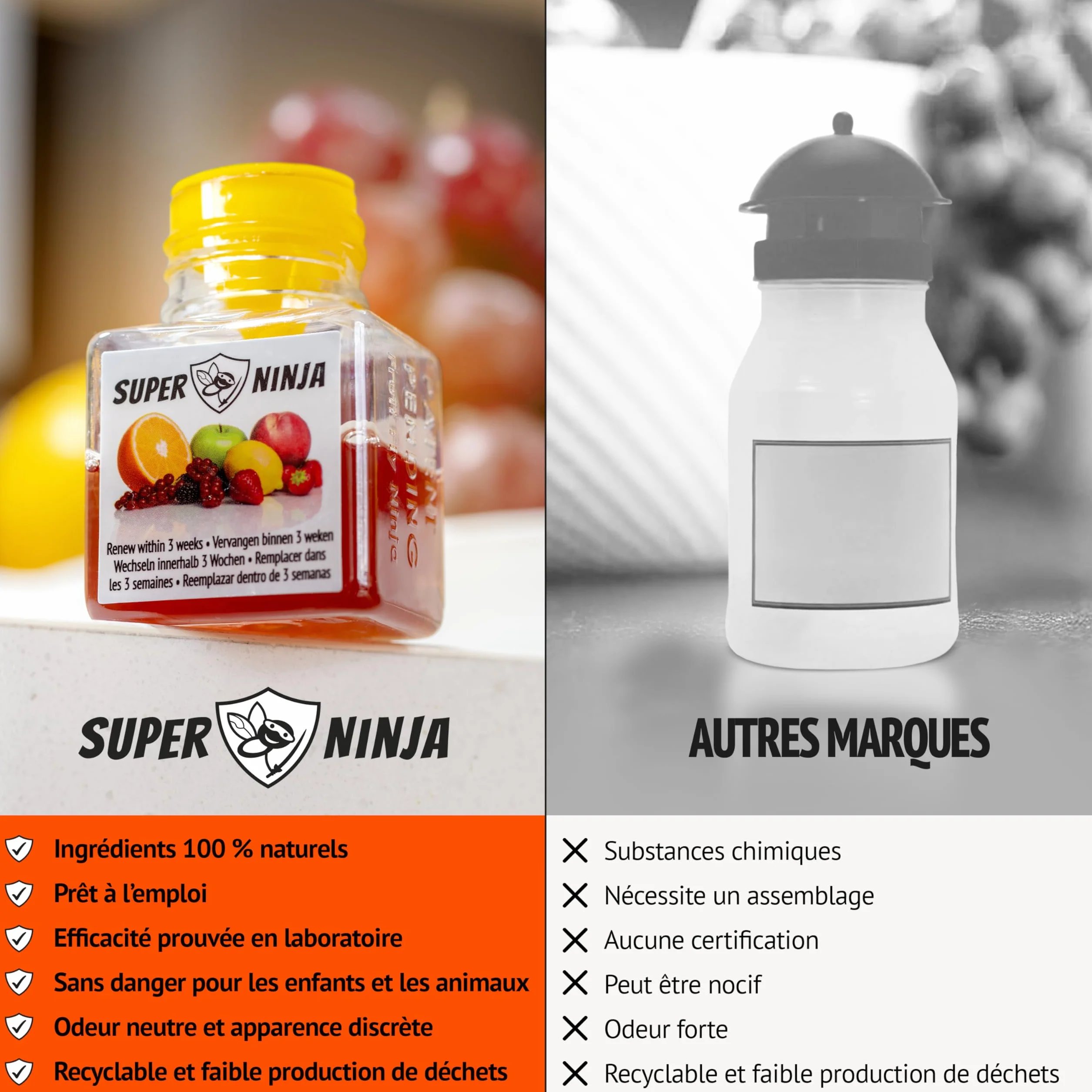 Pièges Anti Moucherons d'Intérieur Lot de 2 – Attrape Moucheron Cuisine Maison, 3 Semaines d’Action, Sûr Enfants Animaux