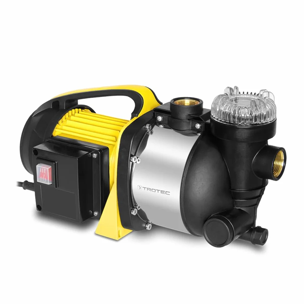 TROTEC Pompe de jardin TGP 1005 ESF - débit 3500 l/h, 1000 W - pression de refoulement 4,2 bar, hauteur de refoulement 42 m, hauteur d'aspiration 7 m, pompe à eau pour fûts et récupérateurs