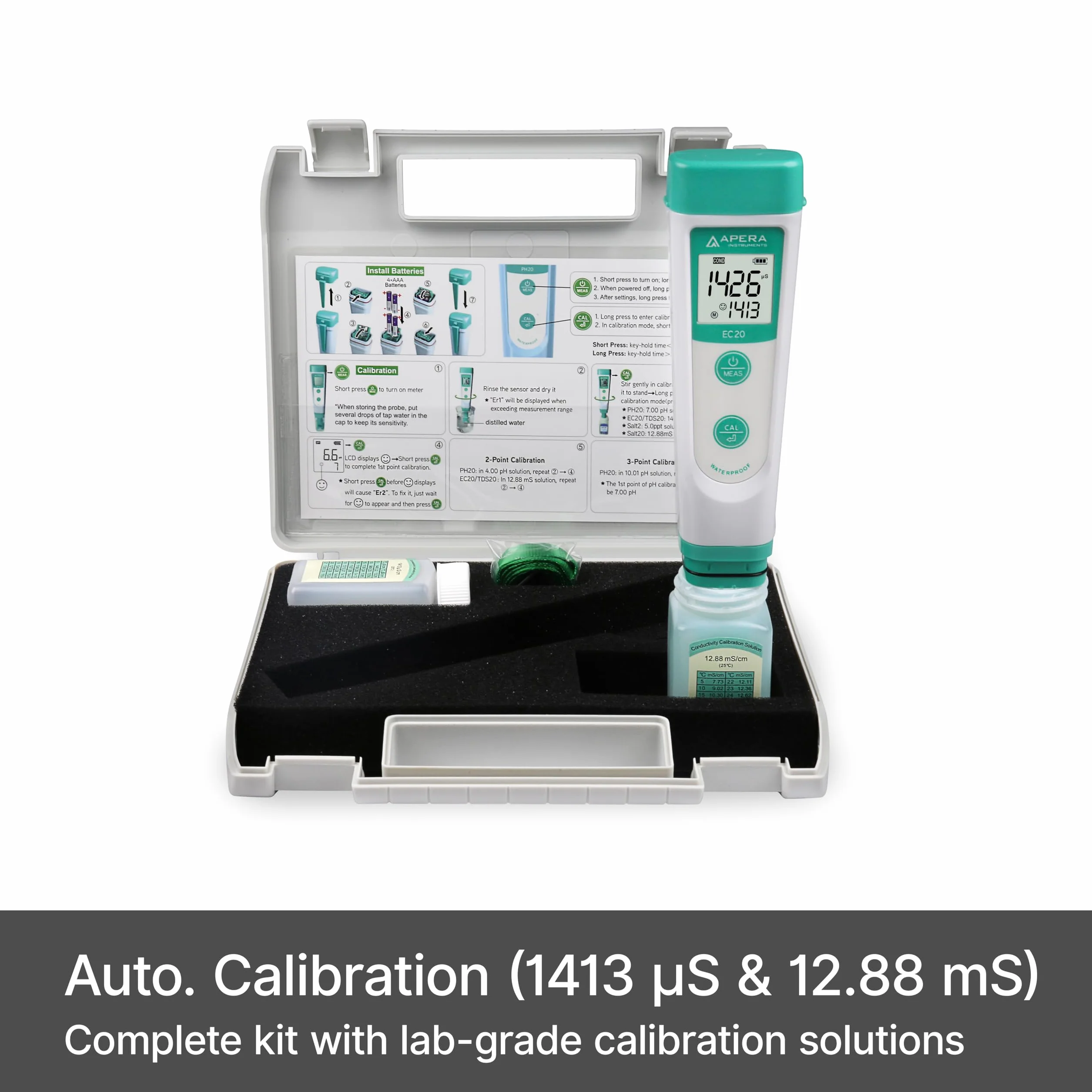 Apera Instruments Ai212 testeur de poche conductivité EC20 kit complet