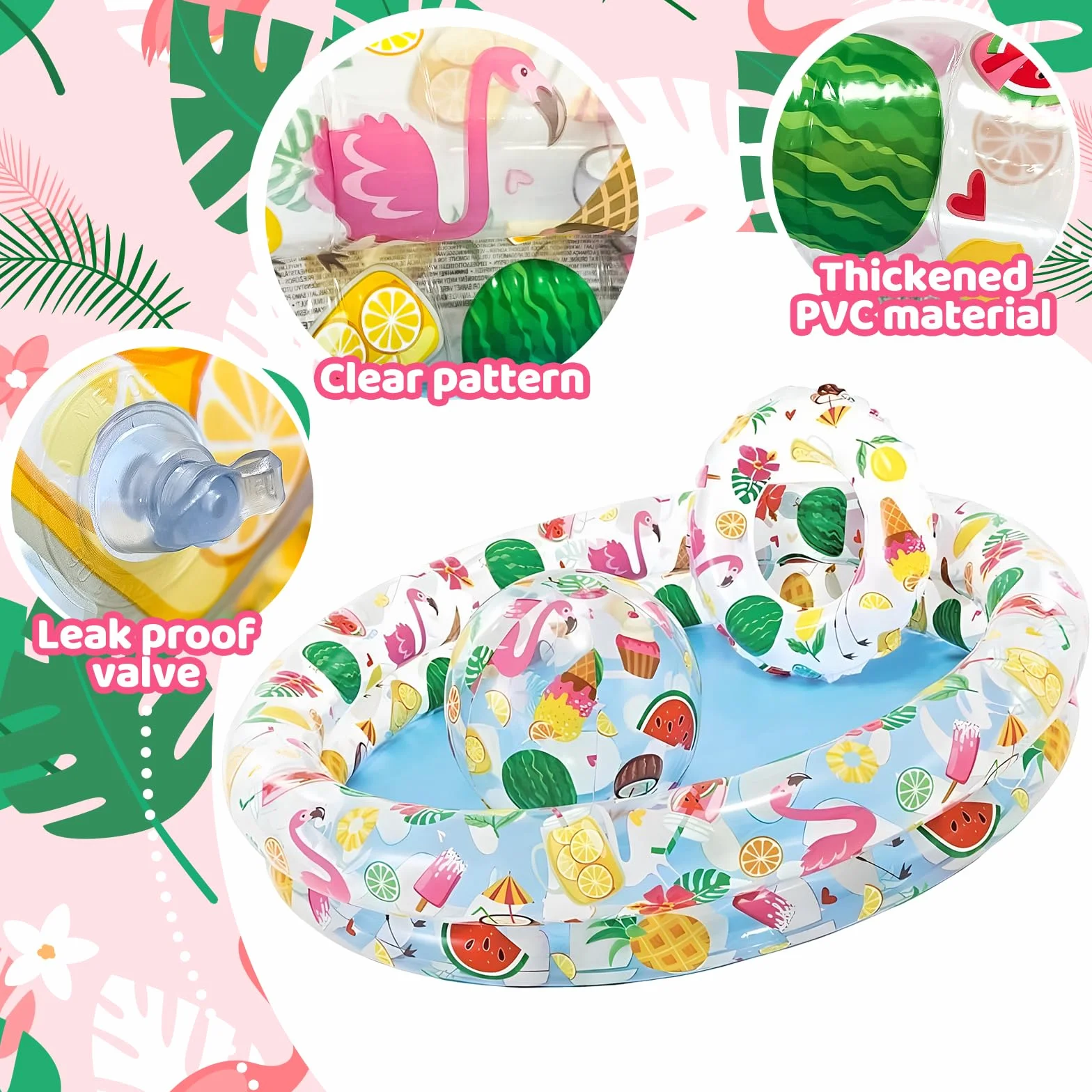Piscine Gonflable Pataugeoire 122 x 25 cm Motif Hawaïen avec Pompe à Air