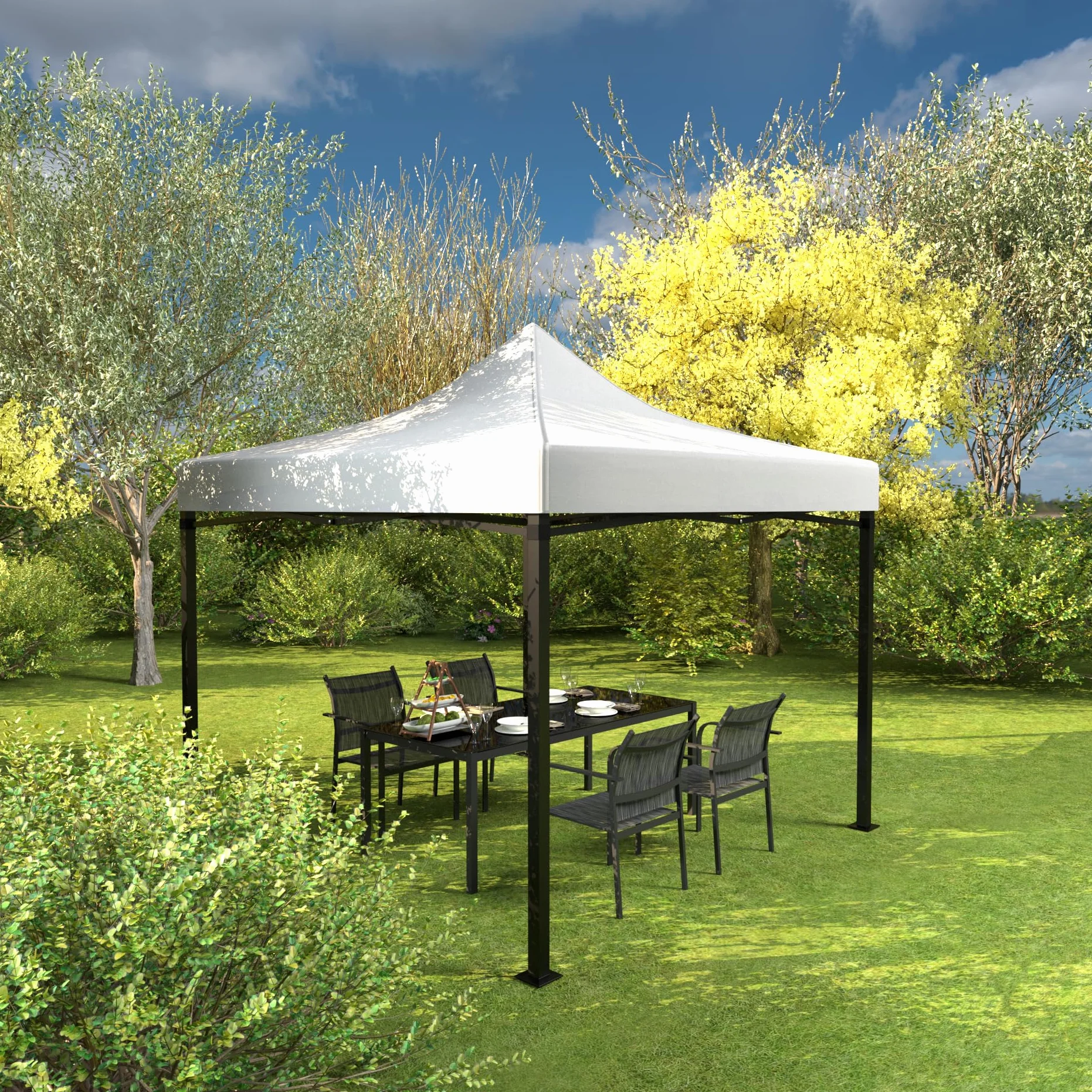 Rebecca Mobili Housse De Remplacement pour Gazebo 3 x 3 Mètres Blanc Polyester Oxford 800D Etanche