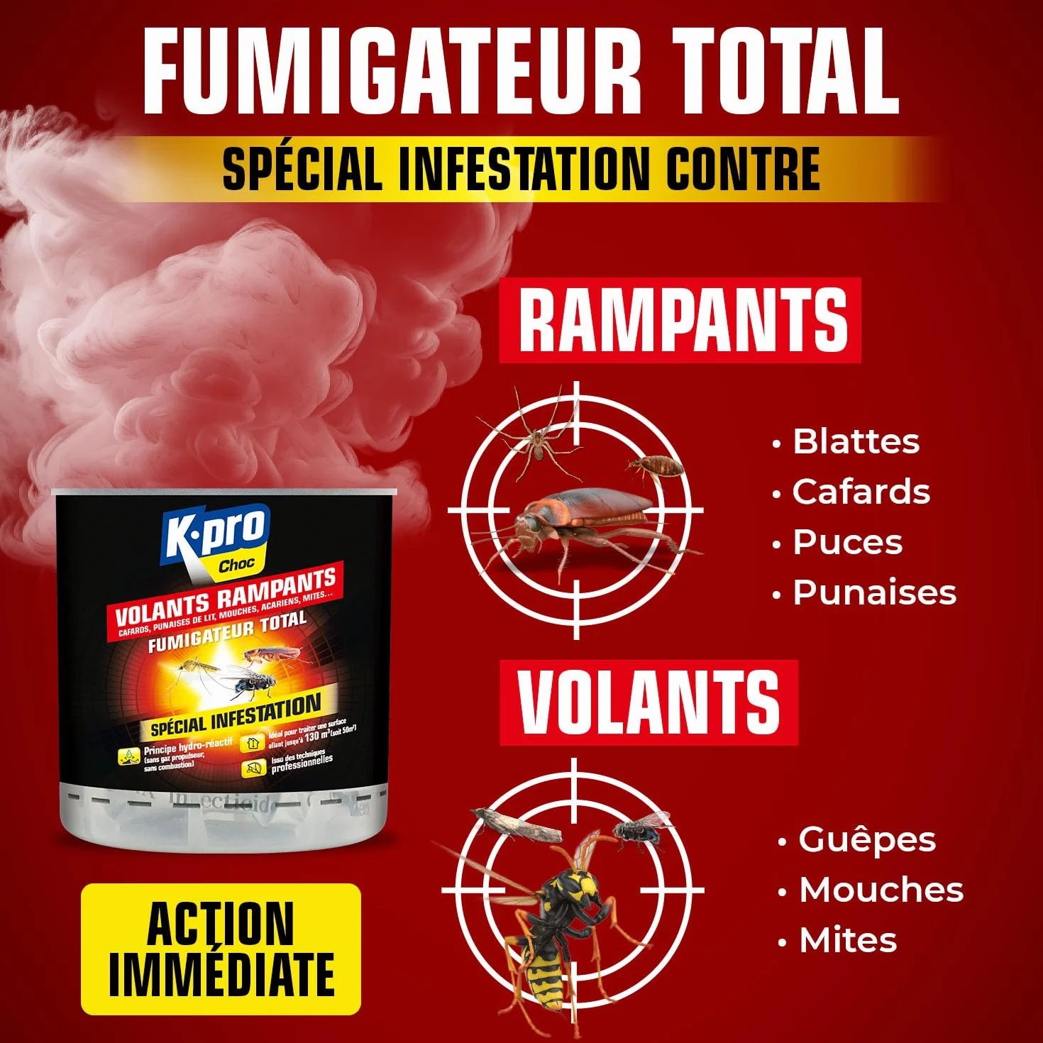 K.PRO Fumigateur Insecticide 10g 25-50m² Action Longue Durée Professionnel