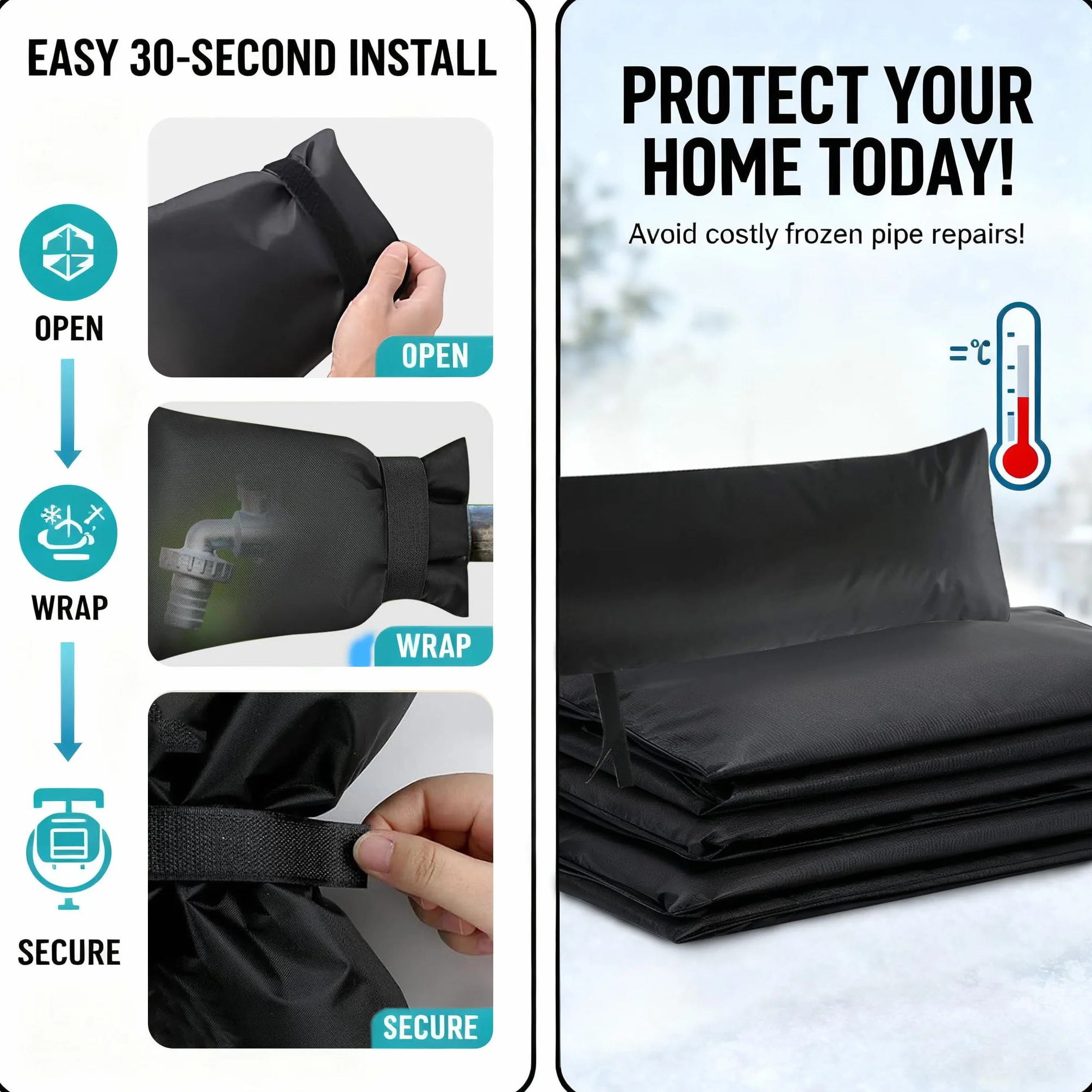 Housse Antigel Robinet Extérieur Imperméable Protection Gel Jardin Couvercle (M)