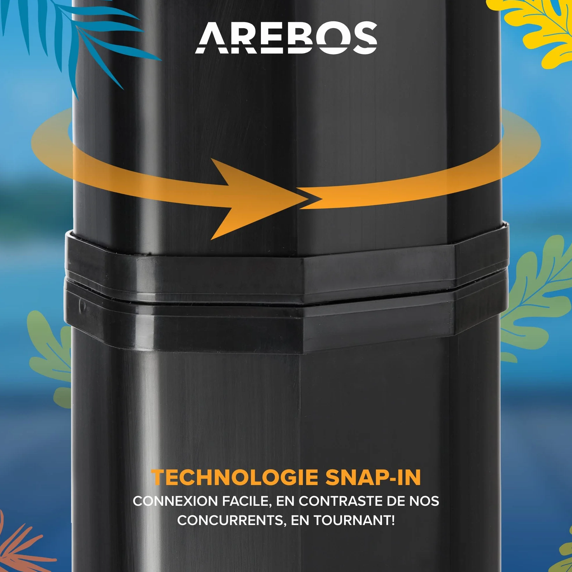 AREBOS Douche Solaire 35 litres 216cm avec thermomètre intégré Noir