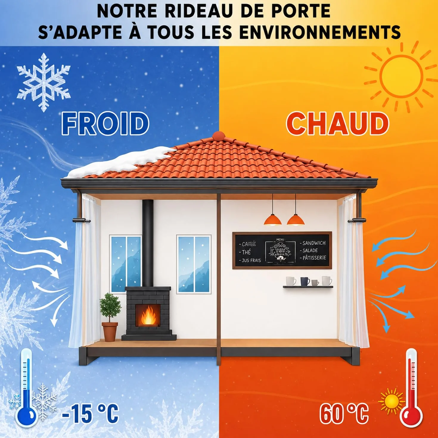 Rideau de Porte Transparent PVC kit de Bande de Plastique Lisse 120cmx210cm métanche Standard congélateurs commerciaux entrepôts garages Lutte antiparasitaire Vinyle résistant AP1173