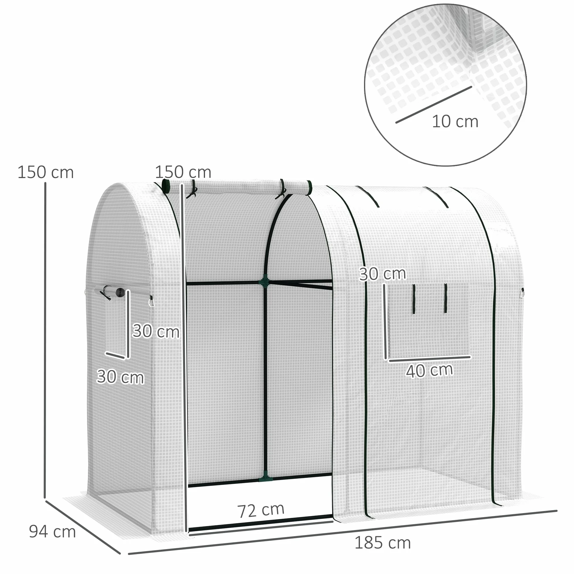 Outsunny Serre de Jardin 1,8 m² Acier PE Haute densité Anti-UV Blanc