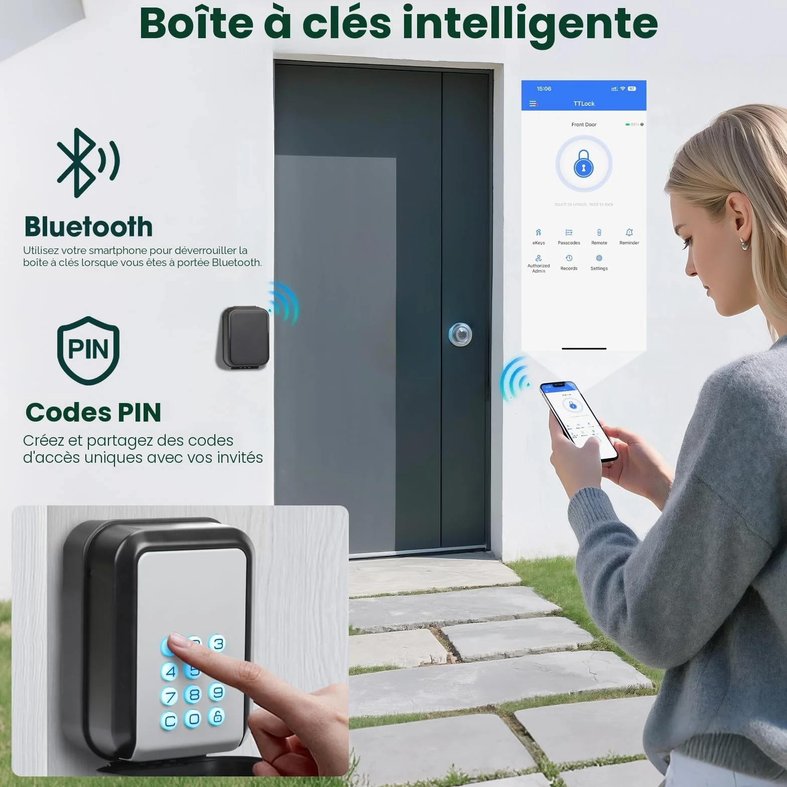 Boîte À Clés Intelligente Grand Format Avec Verrou TTLock Bluetooth Code Secret Murale