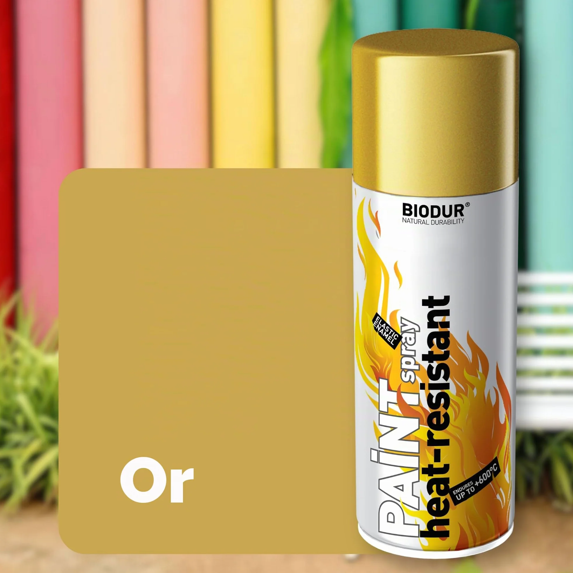 Peinture en spray brillante dorée pour radiateur - Protection contre la corrosion et la rouille - Résistant à la chaleur jusqu'à 400 °C