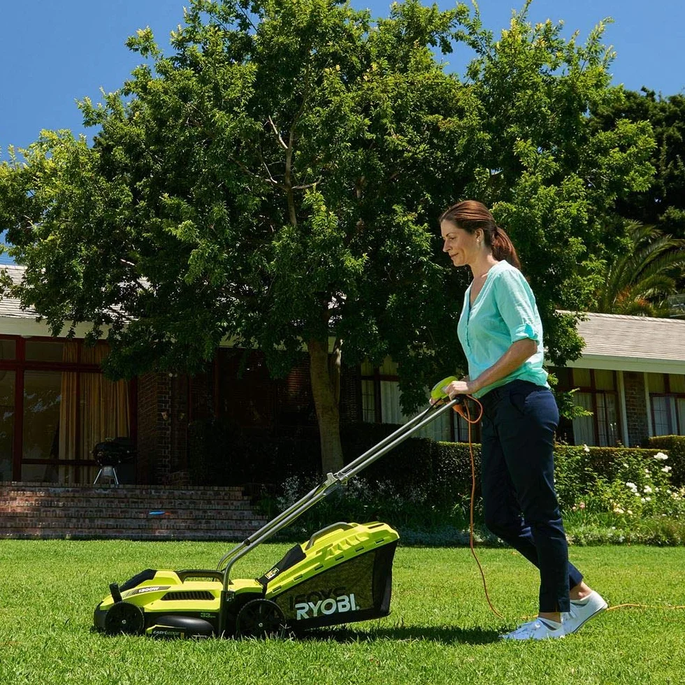 RYOBI Tondeuse électrique 1300W 33cm RLM13E33S Bac 35L Réglage Hauteur 2-en-1 Ramassage Mulching