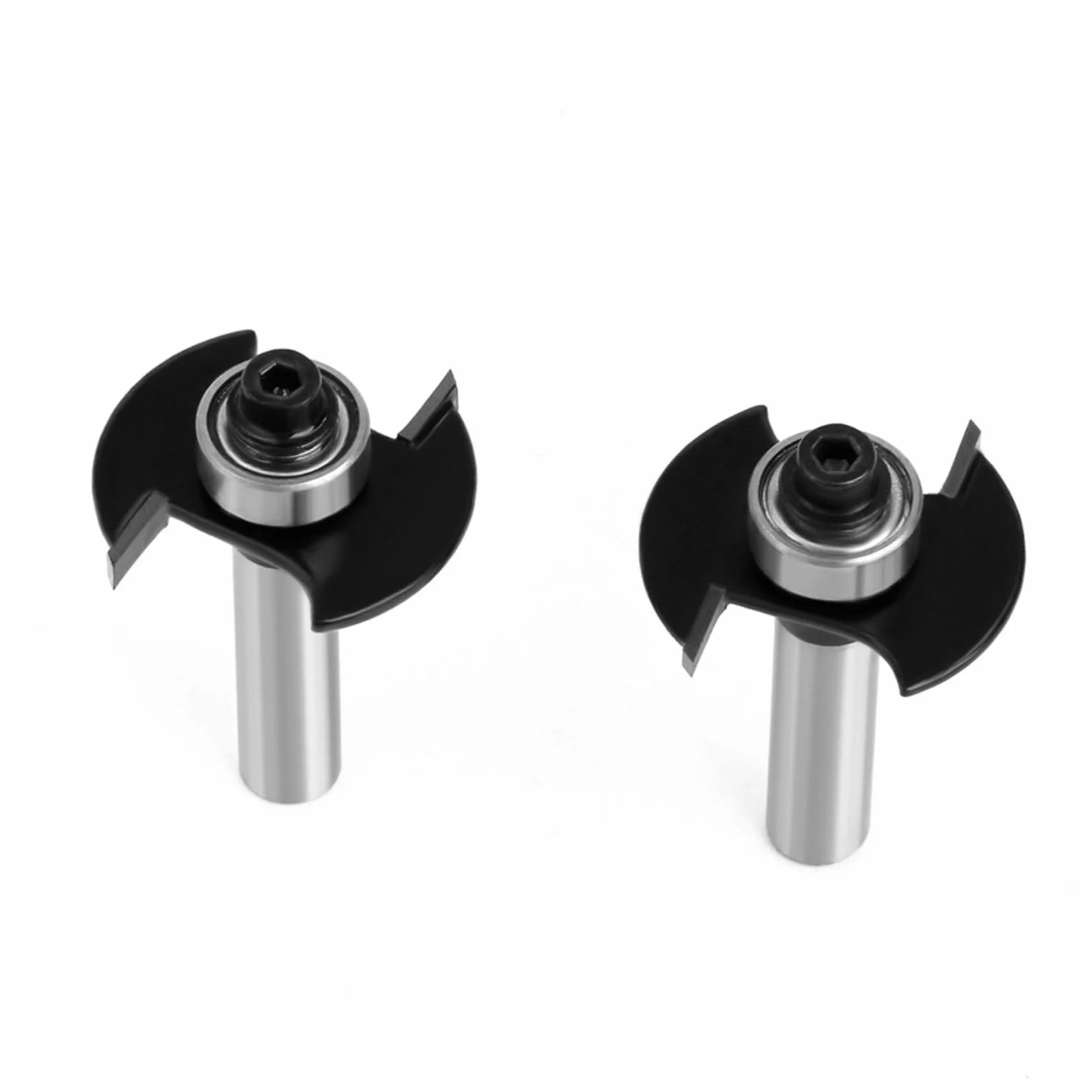 Lot de 4 fraises pour défonceuse à disque pour défonceuse - Tige de 8 mm - 2 mm, 3 mm, 4 mm, 5 mm - Avec roulements à billes - Outils pour le travail du bois, fraise à affleurer pour la coupe du bois