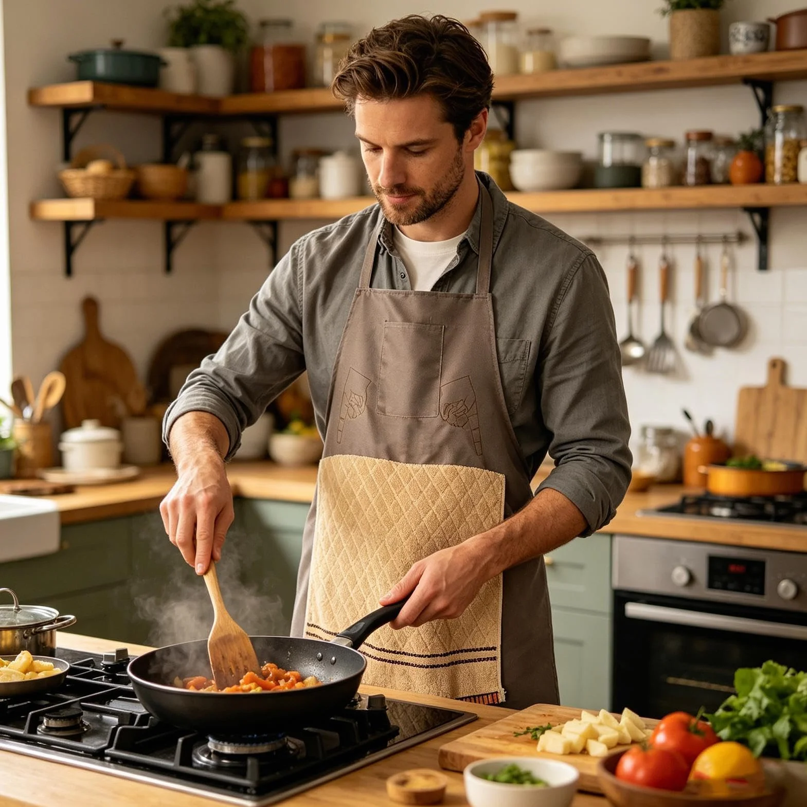 Tablier Cuisine Homme Humoristique Poche Secrète Réglable Barbecue Cadeau Fête des Pères