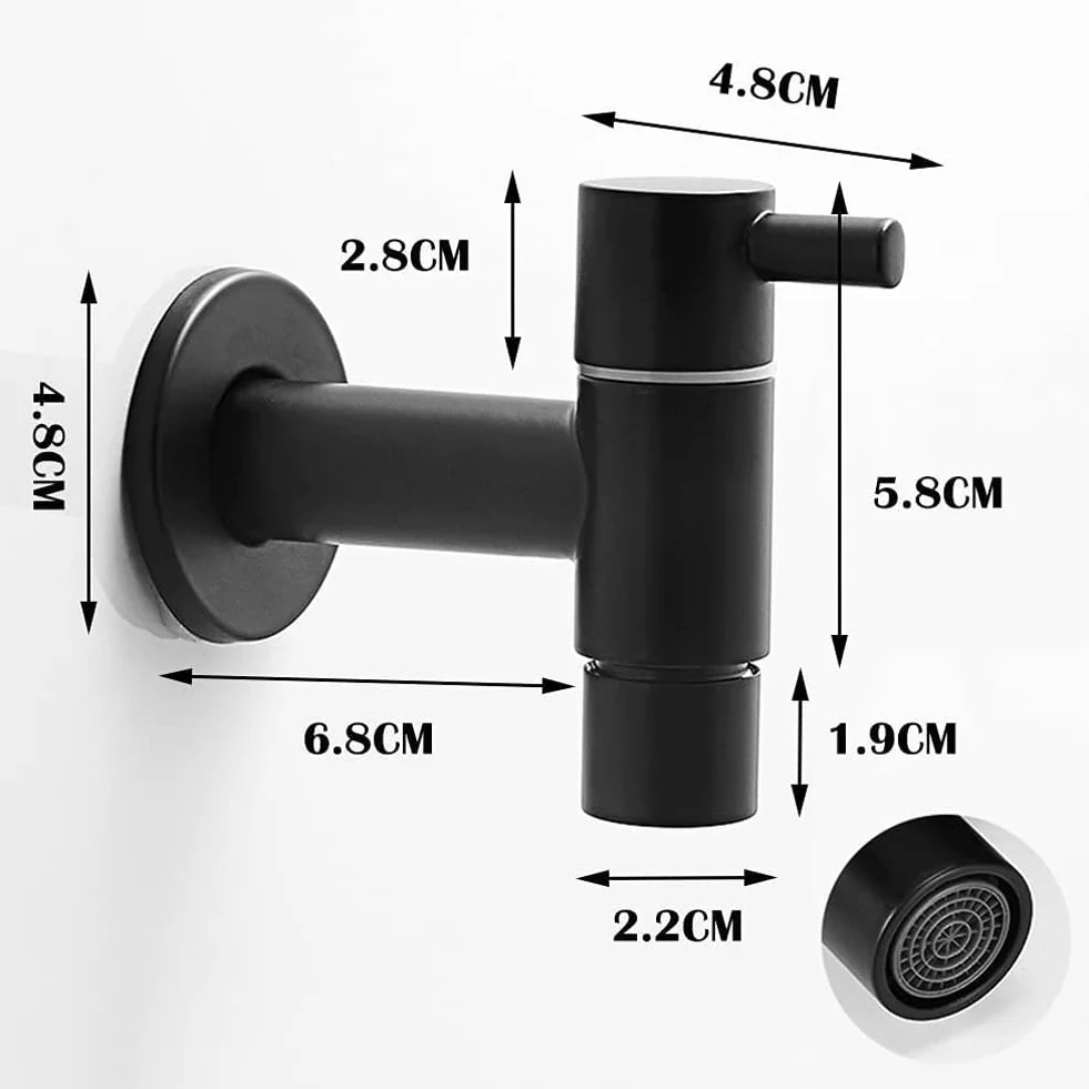 Robinet Mural Noir Acier Inoxydable Eau Froide Salle de Bain Lavabo