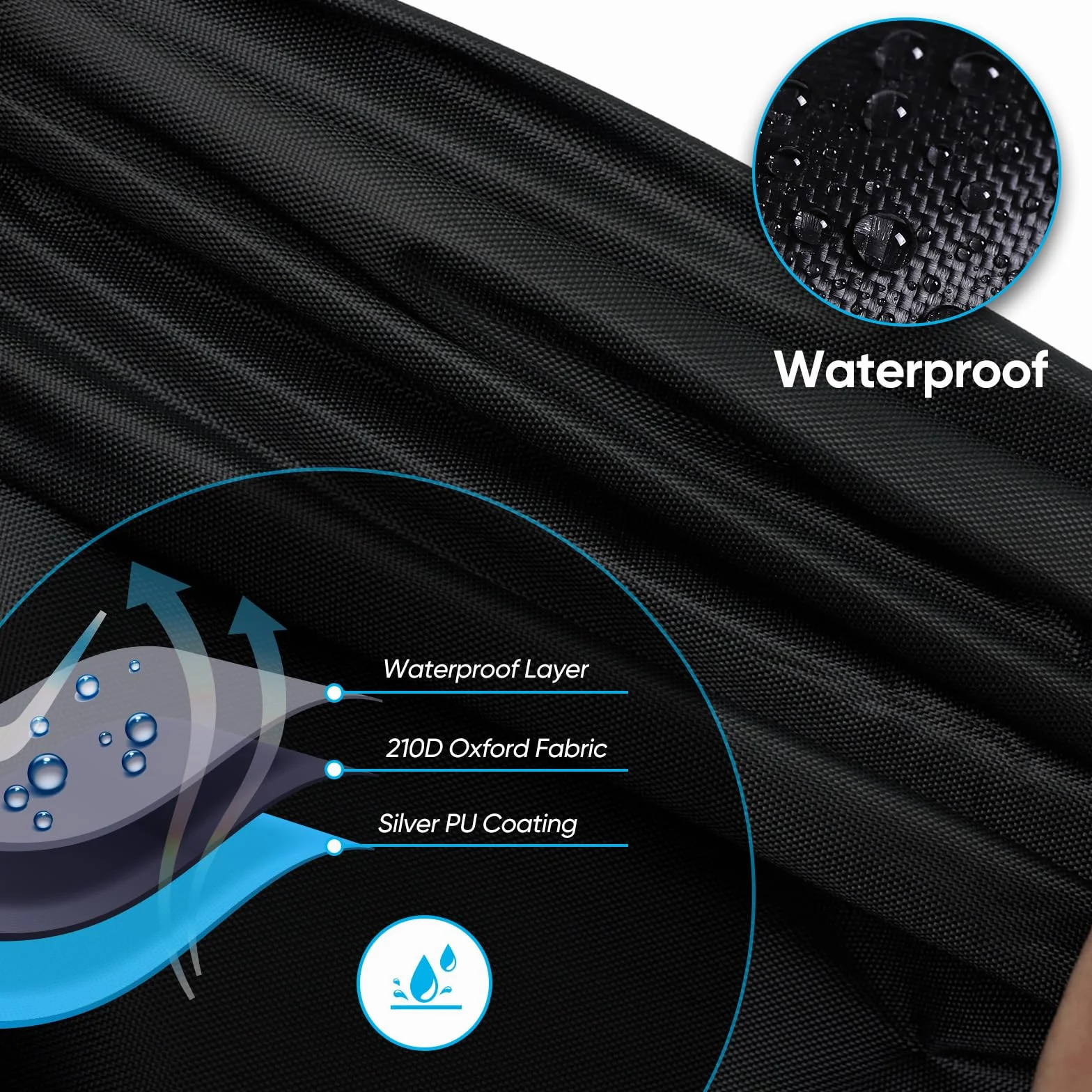 Bâche IBC 1000 L Anti-UV NEVERLAND Couverture Réservoir Eau Pluie 420D Coupe-Vent Noir 120x100x116cm