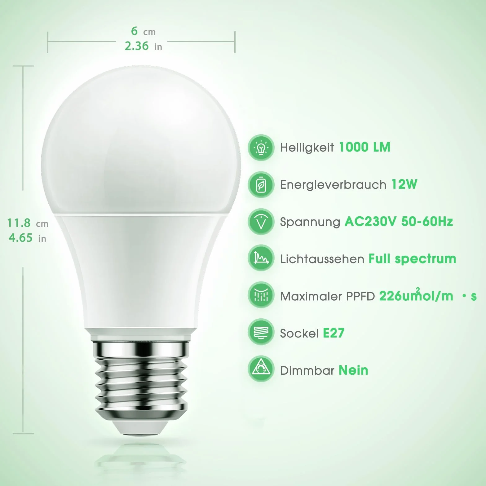 Briignite Lampe Horticole LED Spectre Complet E27 12W 100W Équivalente Angle 180°