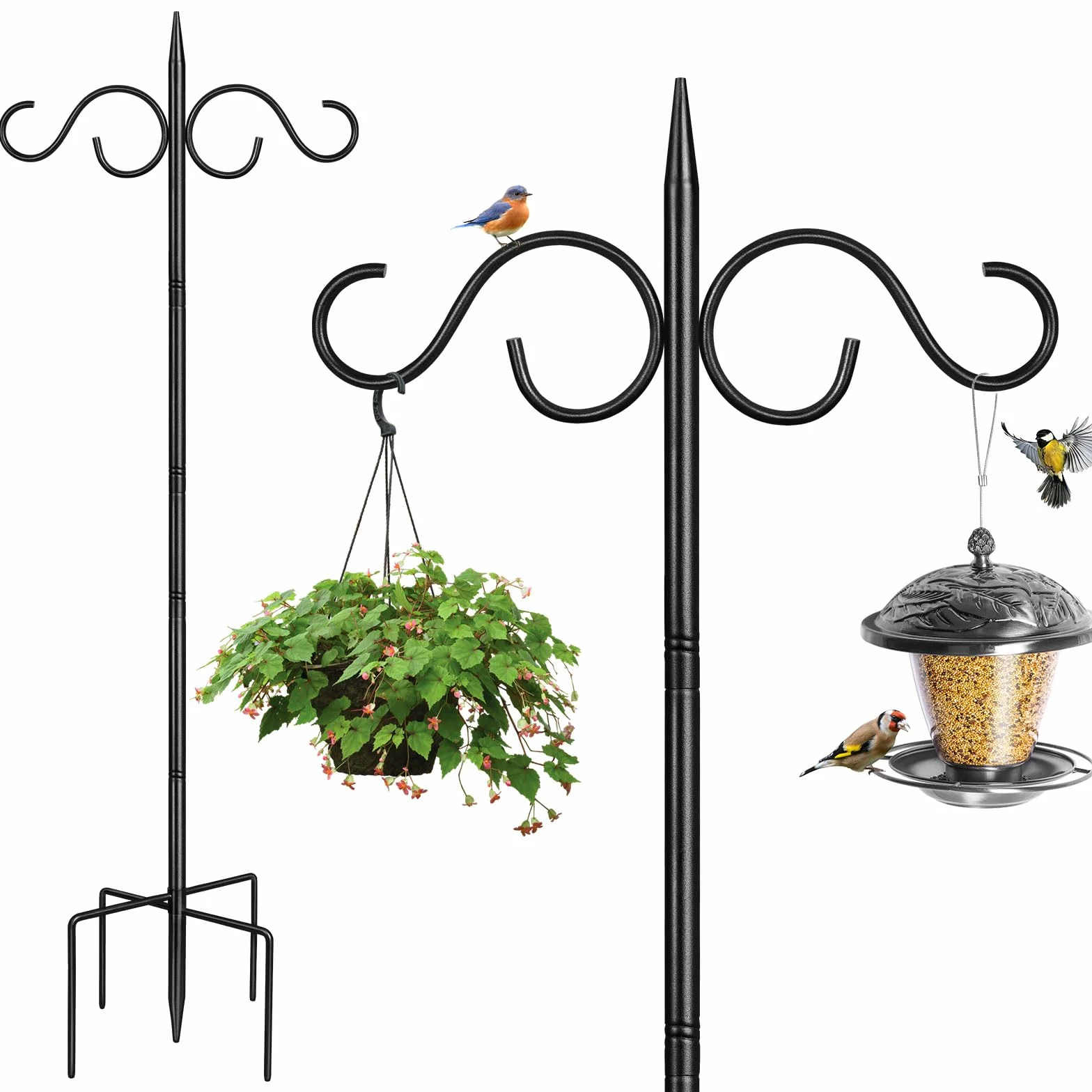Poteaux et crochets pour mangeoire à oiseaux 2 m robuste support base double crochets extérieur jardin