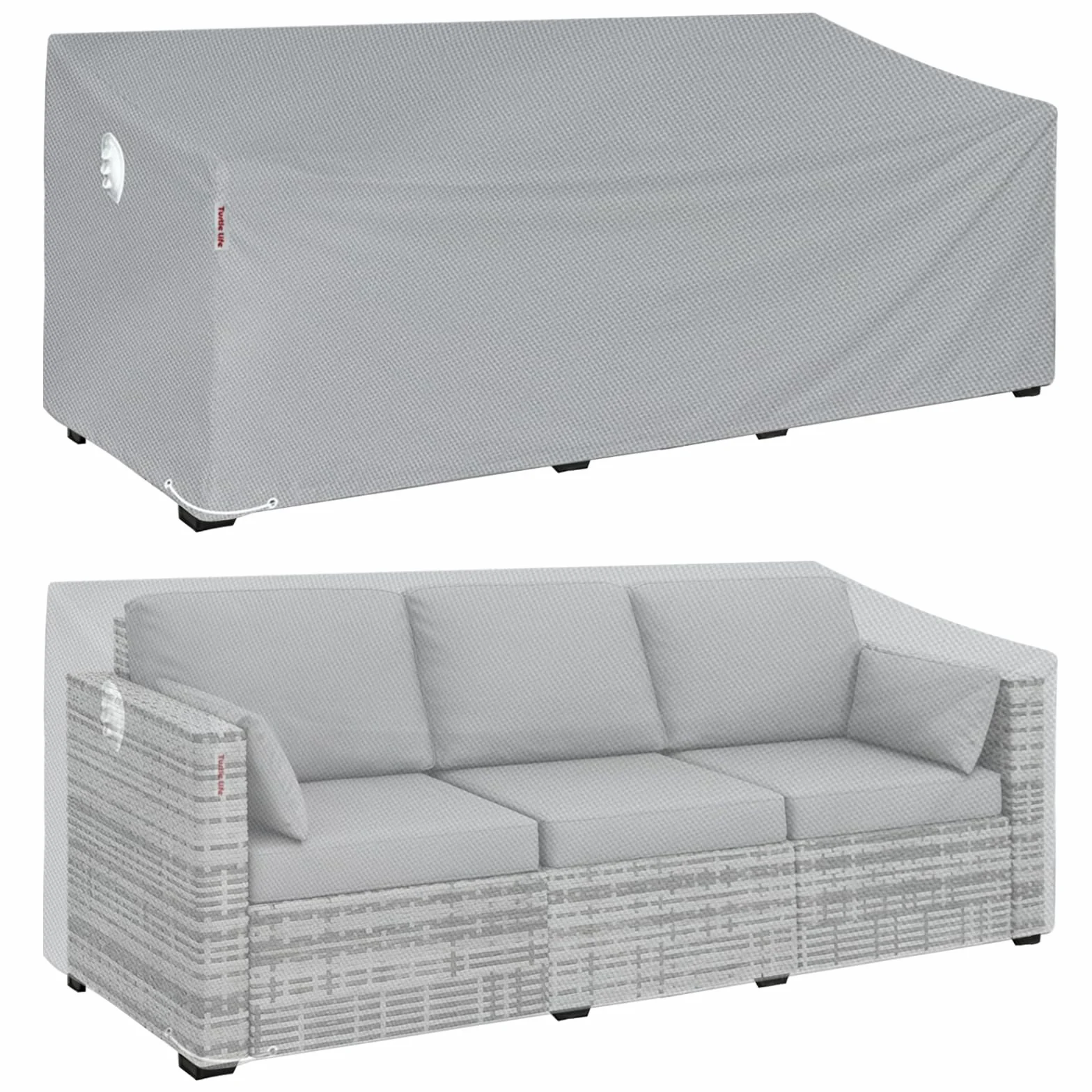 Turtle Life Housse de canapé de jardin 264 x 102 x 89 cm résistante aux UV et à l'eau gris
